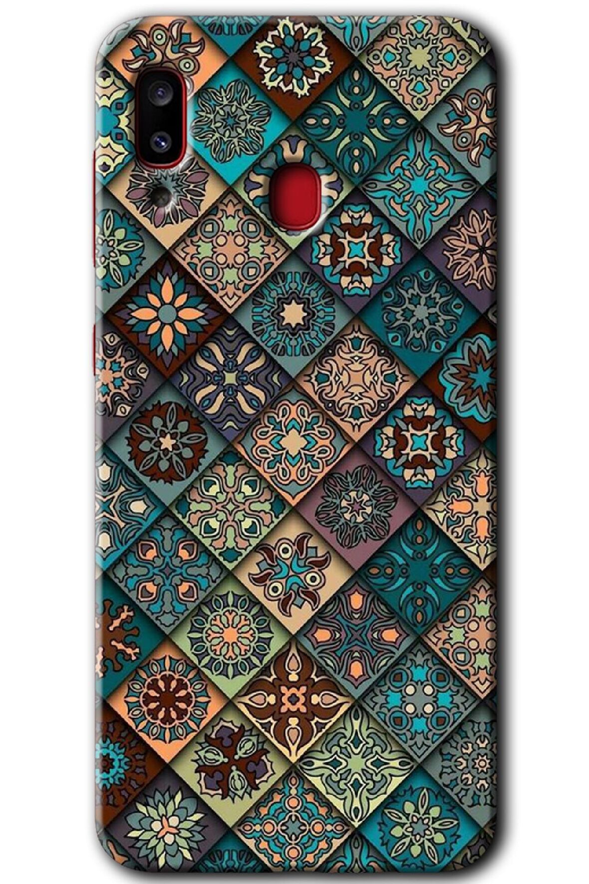 Galaxy A20 Kılıf HD Desen Baskılı Arka Kapak - Mat Mandala 