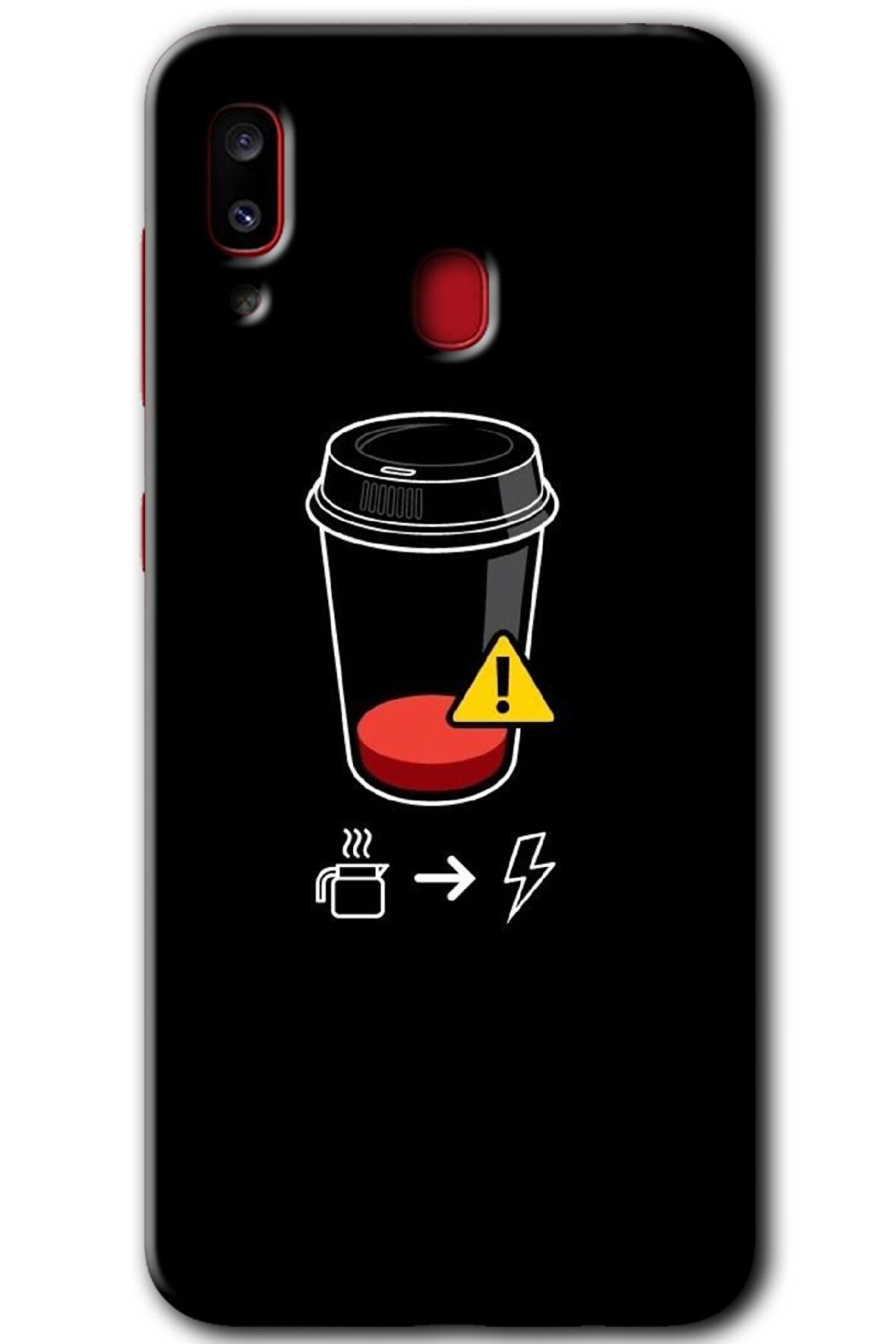 Galaxy A20 Kılıf HD Desen Baskılı Arka Kapak - Coffee Battery 