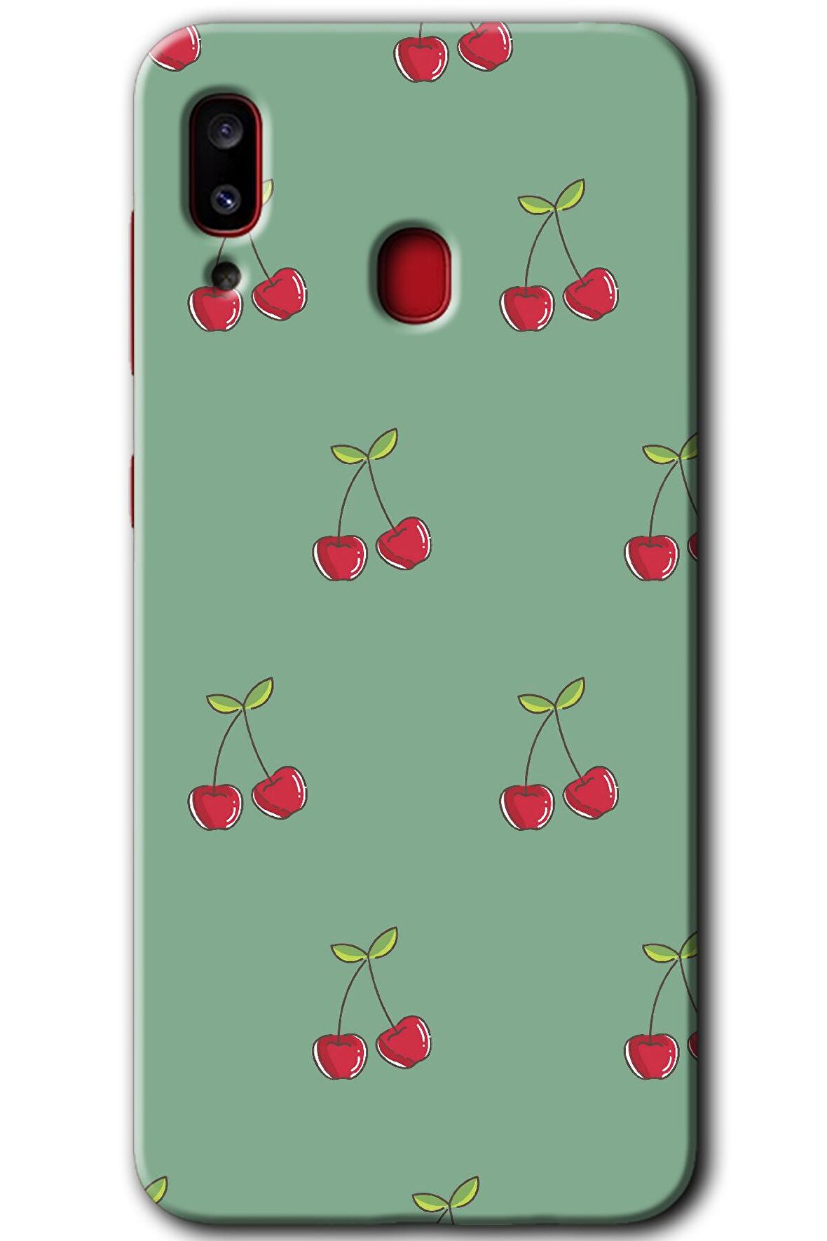 Galaxy A20 Kılıf HD Desen Baskılı Arka Kapak - Kiraz Berry 