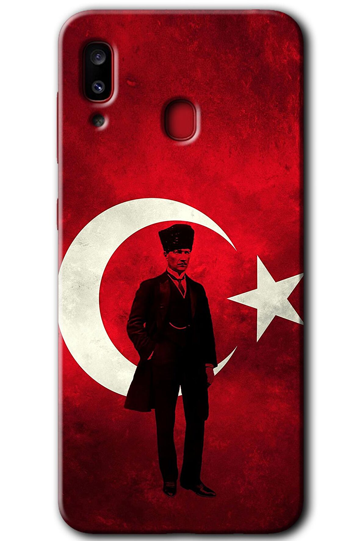 Galaxy A20 Kılıf HD Desen Baskılı Arka Kapak - Atatürk Bayrak 