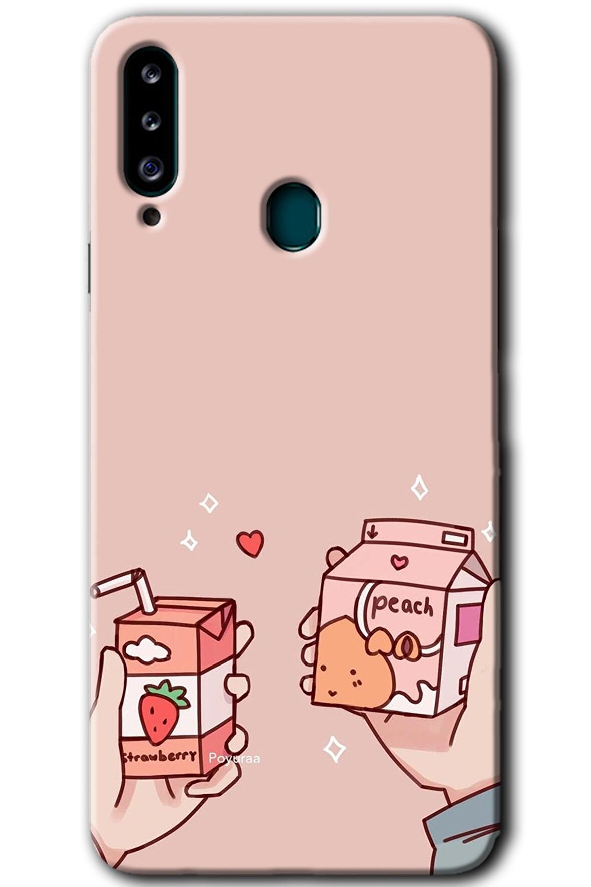 Galaxy A20s Kılıf HD Desen Baskılı Arka Kapak - Meyveli Süt 