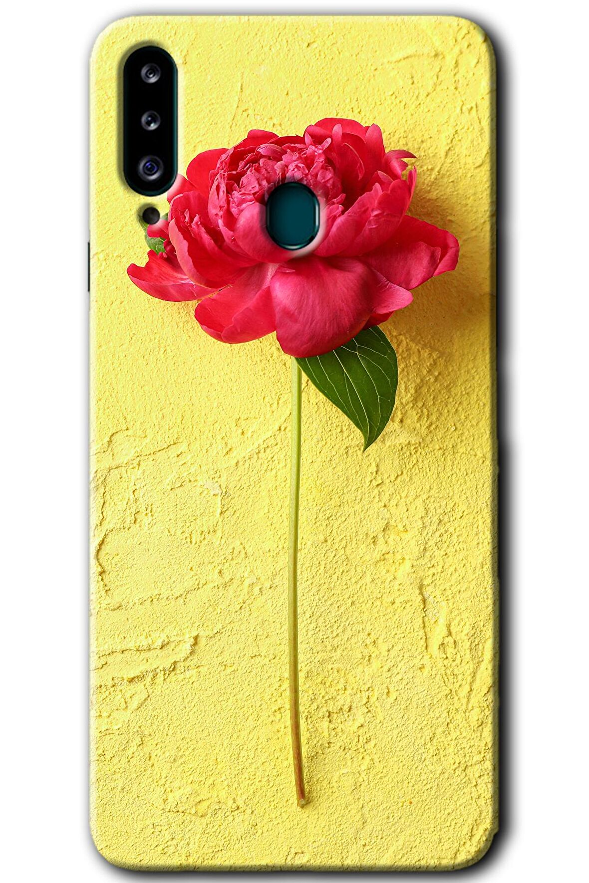 Galaxy A20s Kılıf HD Desen Baskılı Arka Kapak - Kırmızı Gül 