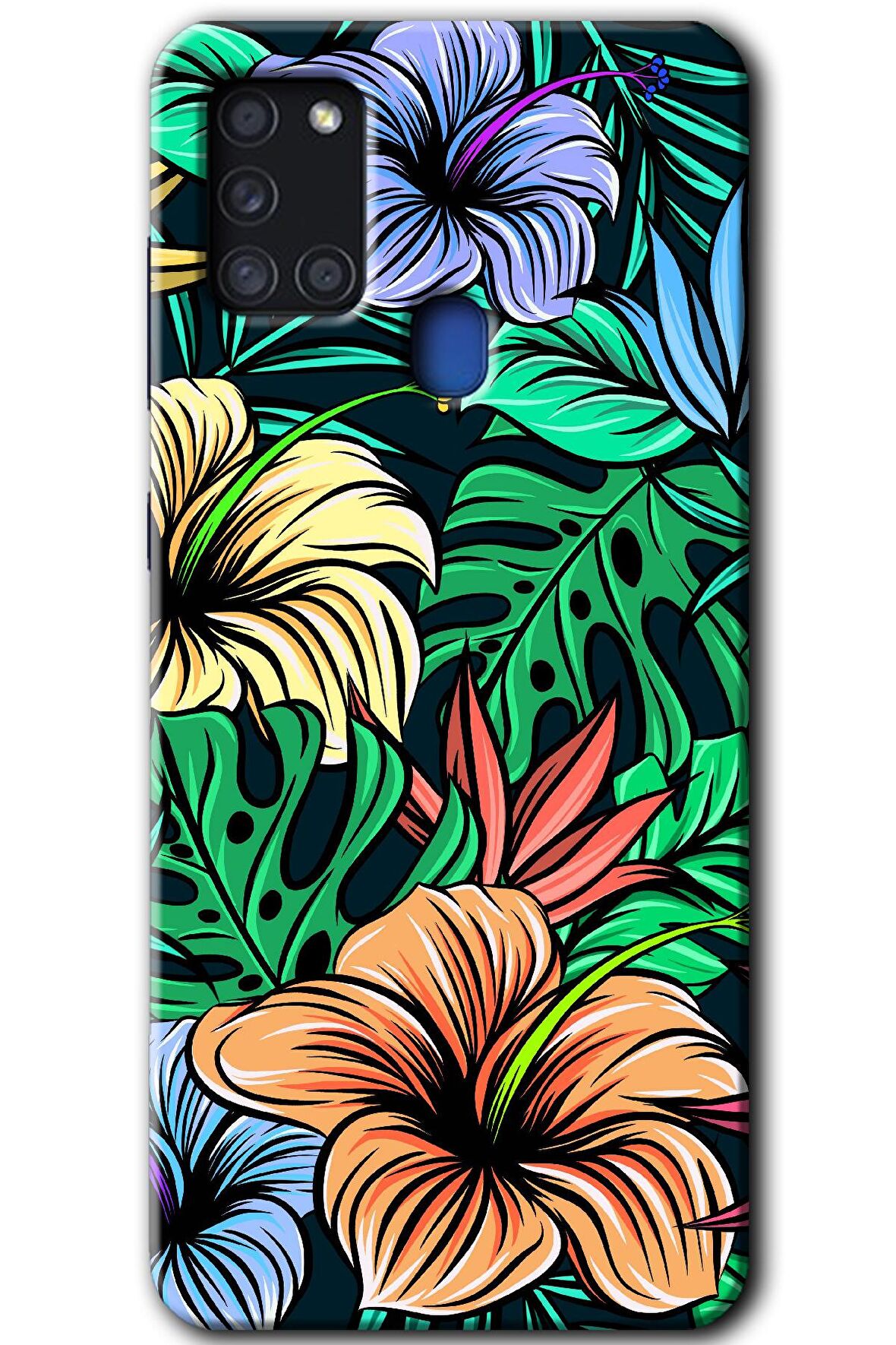 Galaxy A21s Kılıf HD Desen Baskılı Arka Kapak - Hibiscus Flowers 