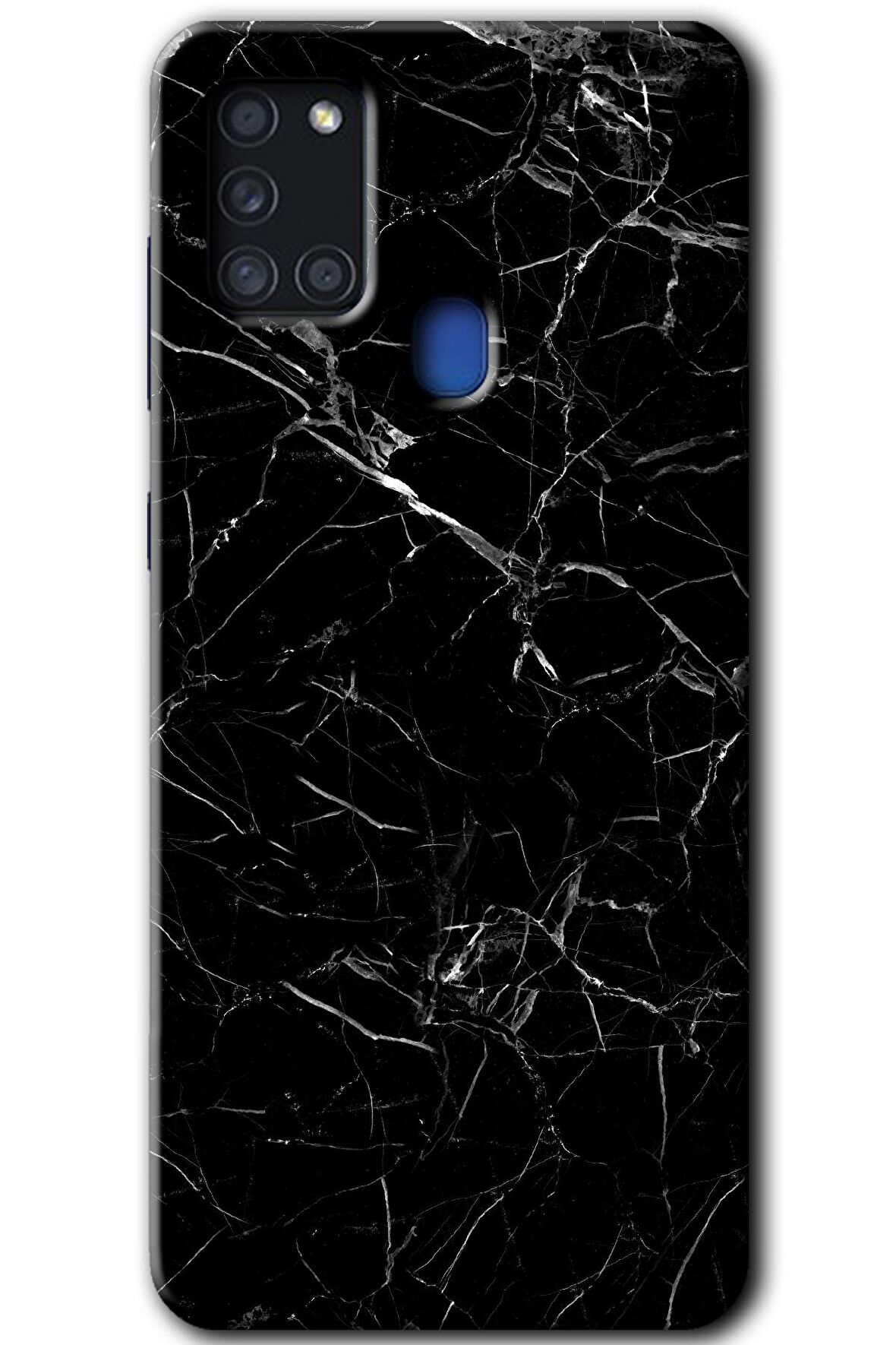 Galaxy A21s Kılıf HD Desen Baskılı Arka Kapak - Siyah Mermer 