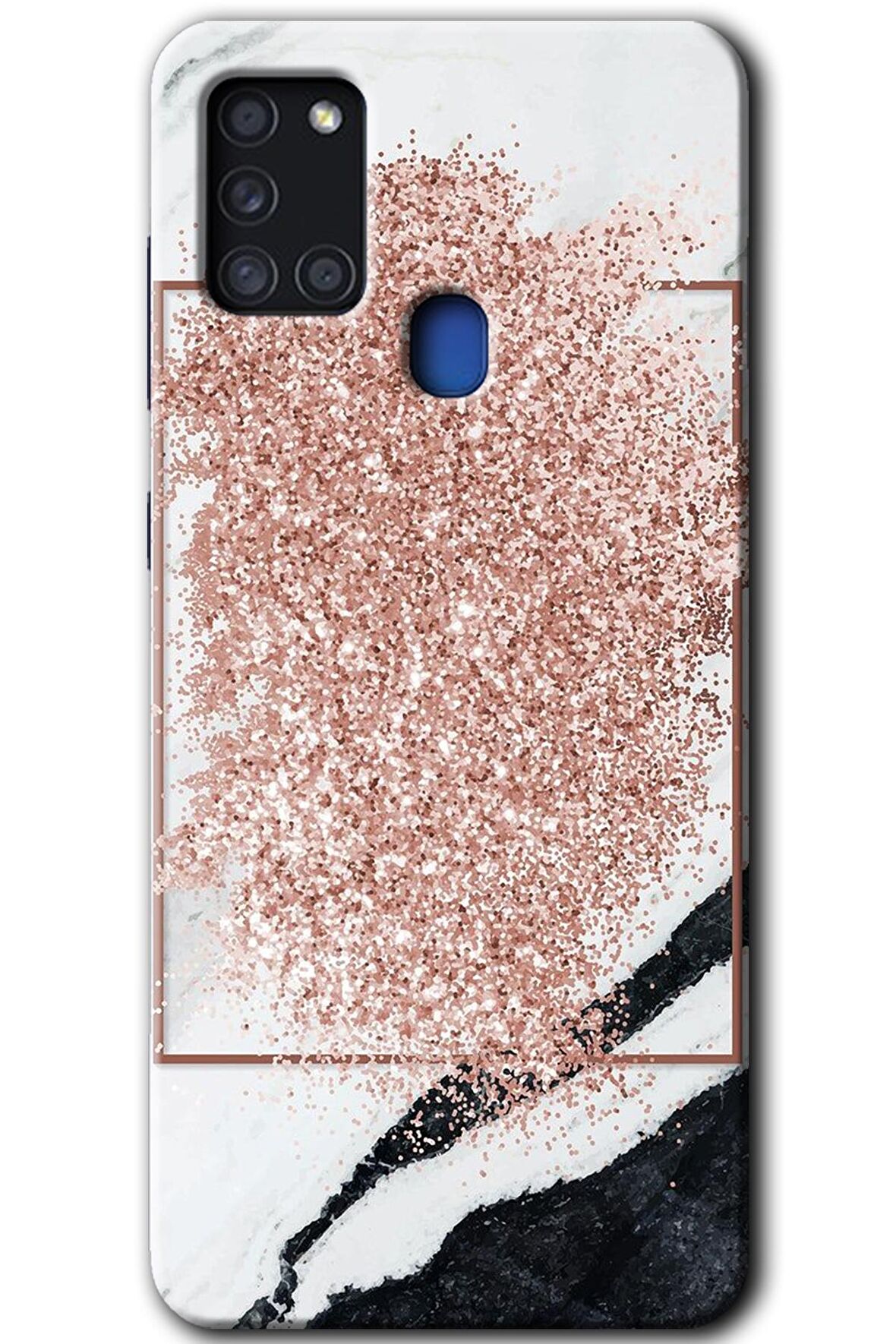 Galaxy A21s Kılıf HD Desen Baskılı Arka Kapak - Simli Mermer 