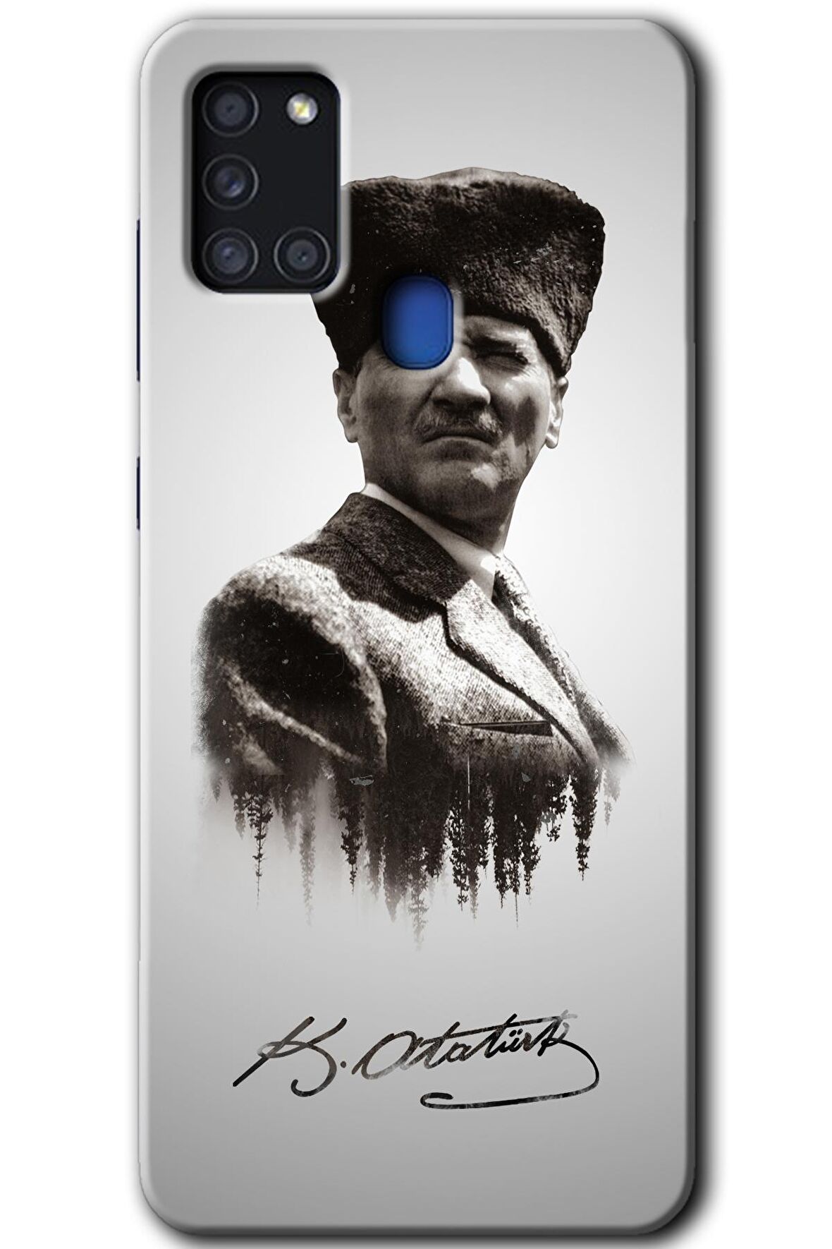 Galaxy A21s Kılıf HD Desen Baskılı Arka Kapak - Mustafa Kemal Atatürk 