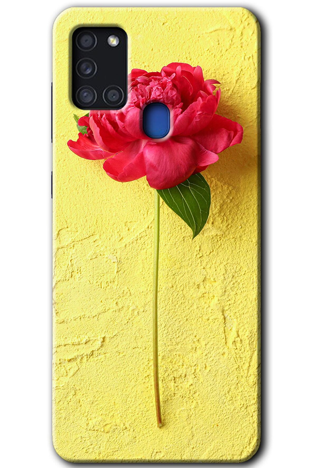 Galaxy A21s Kılıf HD Desen Baskılı Arka Kapak - Kırmızı Gül 