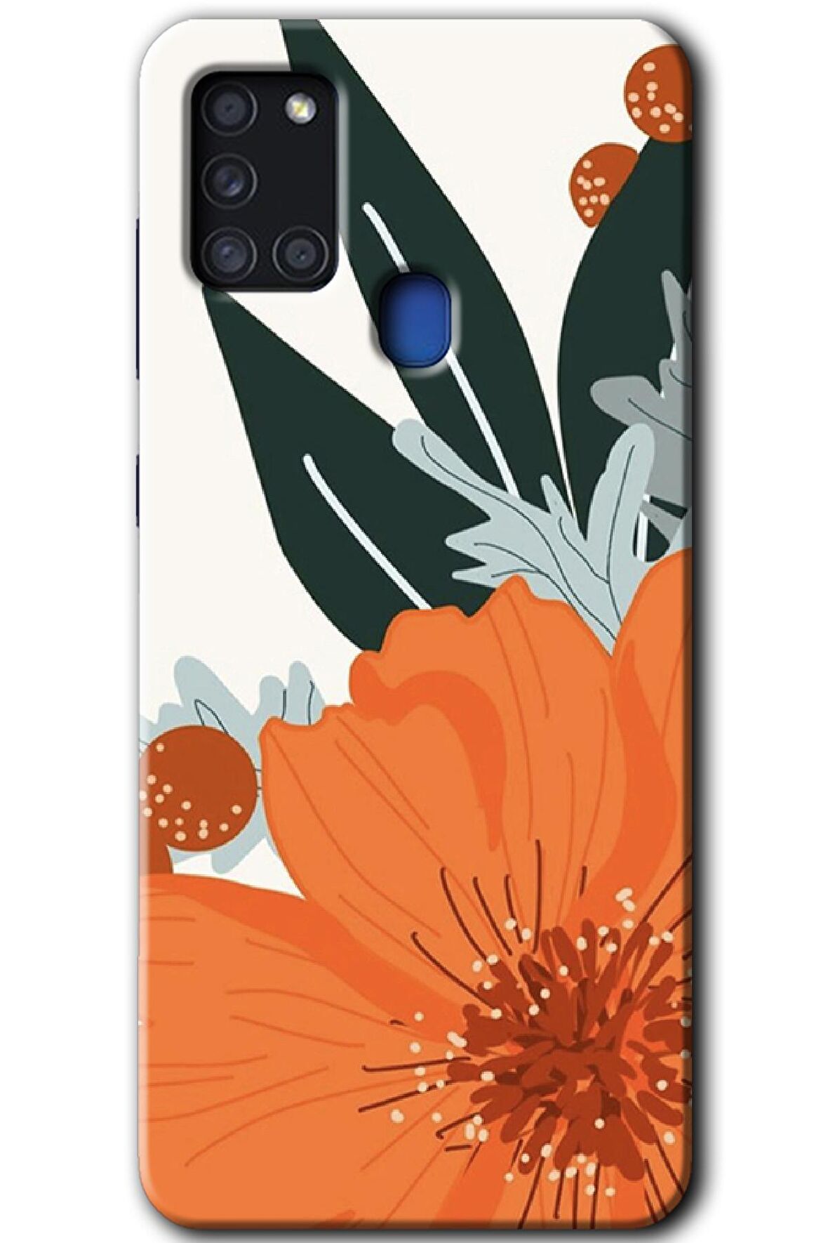 Galaxy A21s Kılıf HD Desen Baskılı Arka Kapak - Portakal Çiçeği 