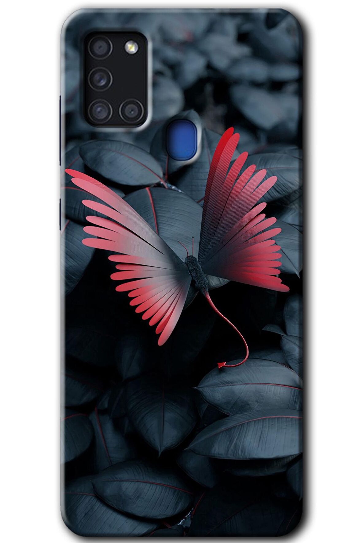 Galaxy A21s Kılıf HD Desen Baskılı Arka Kapak - Dark Butterfly 