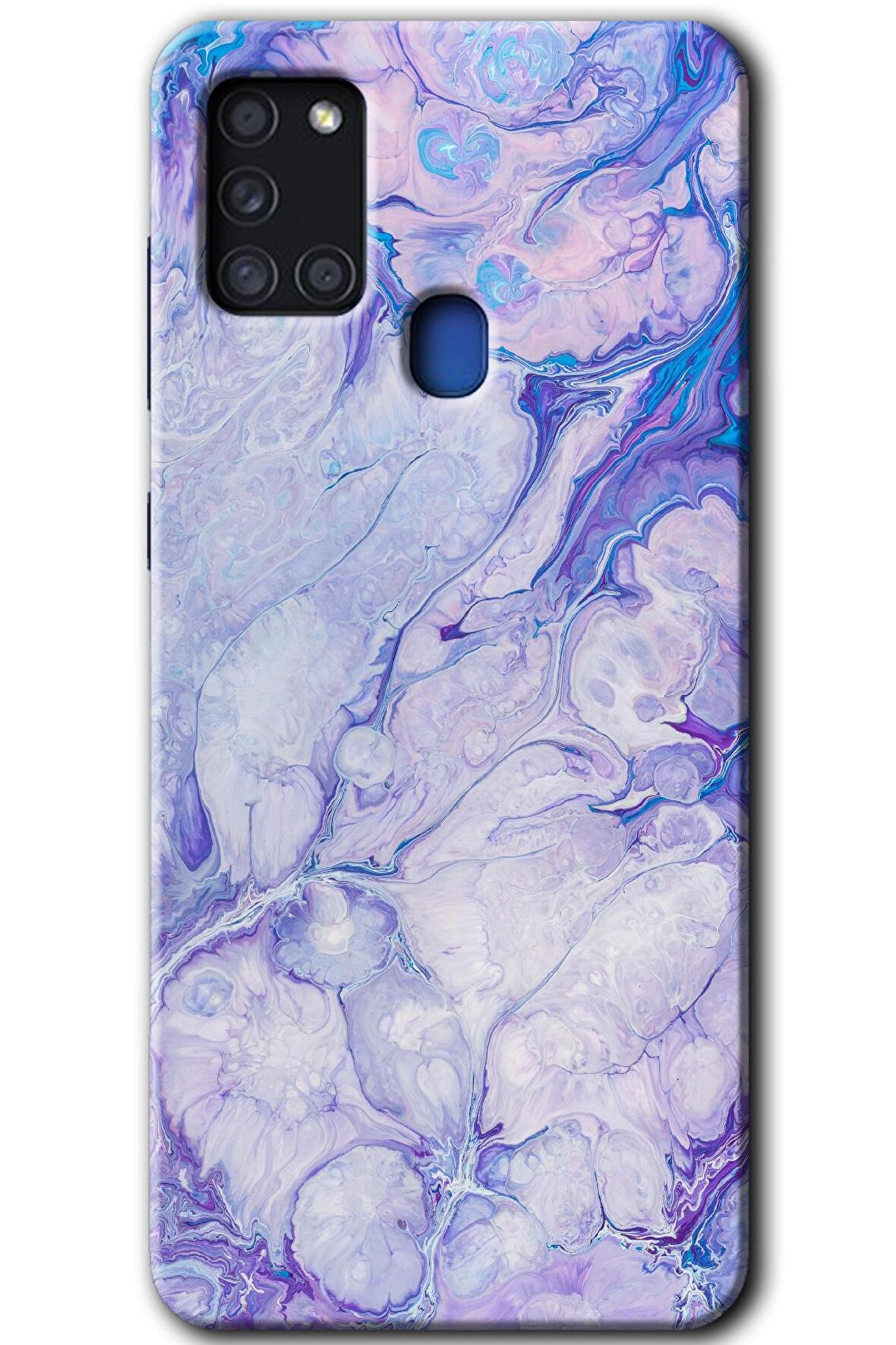 Galaxy A21s Kılıf HD Desen Baskılı Arka Kapak - Spots Lilac 