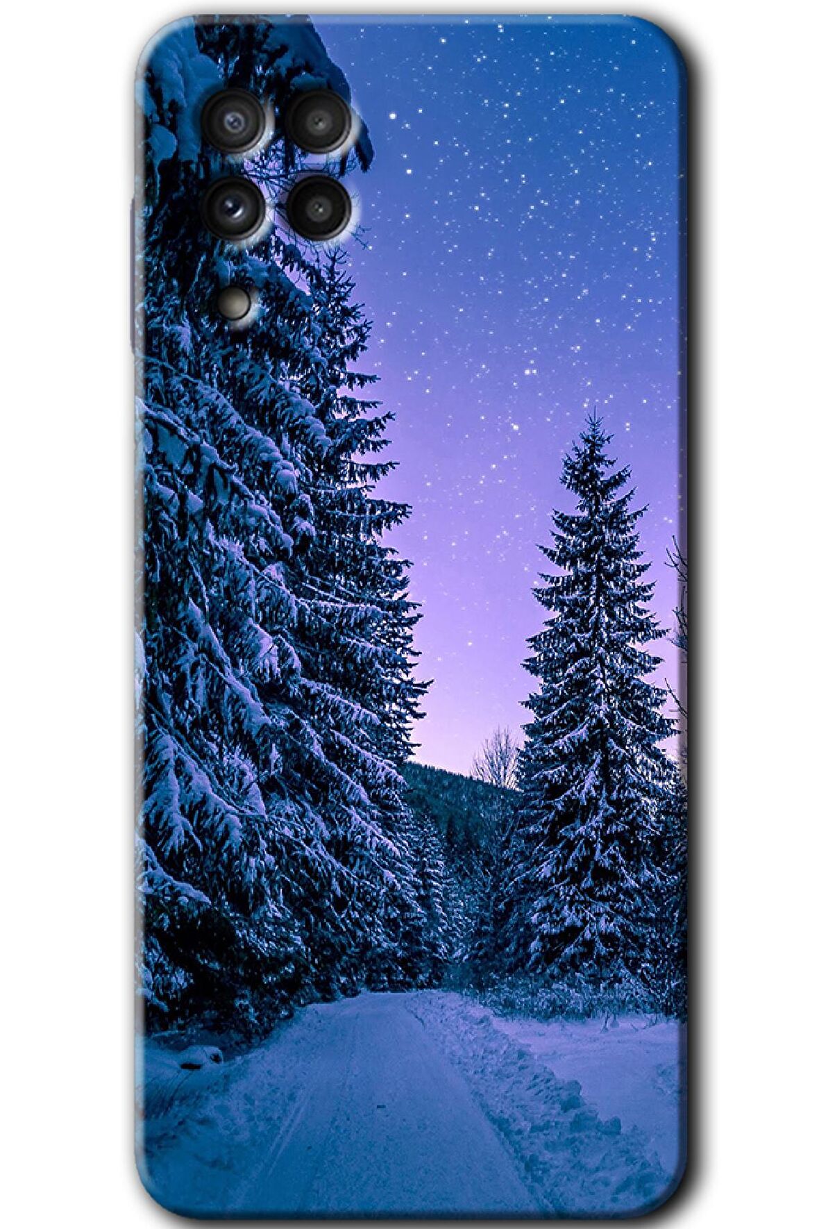 Galaxy A22 Kılıf HD Desen Baskılı Arka Kapak - Kış Manzarası 