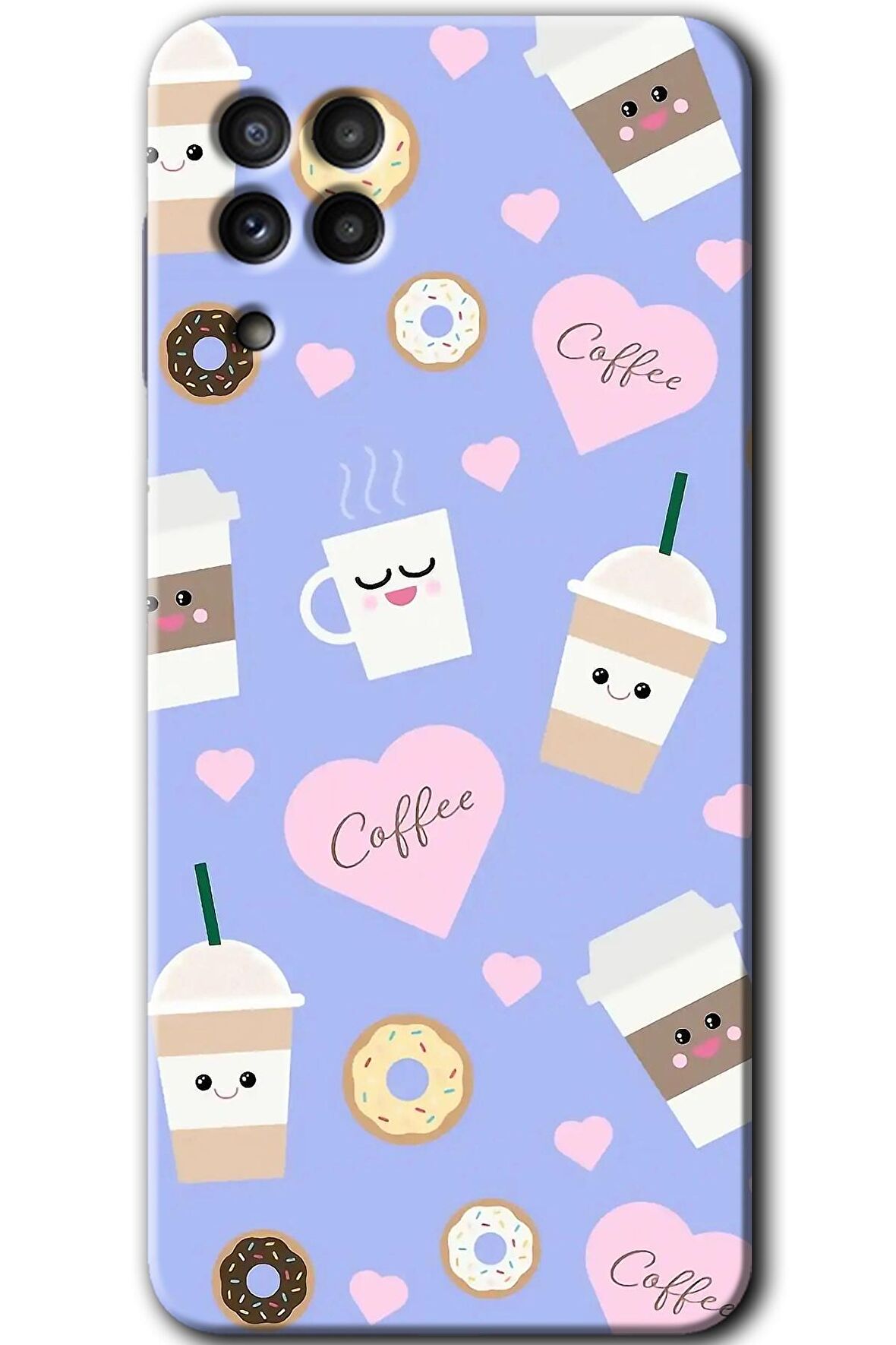 Galaxy A22 Kılıf HD Desen Baskılı Arka Kapak - Coffee Cake 