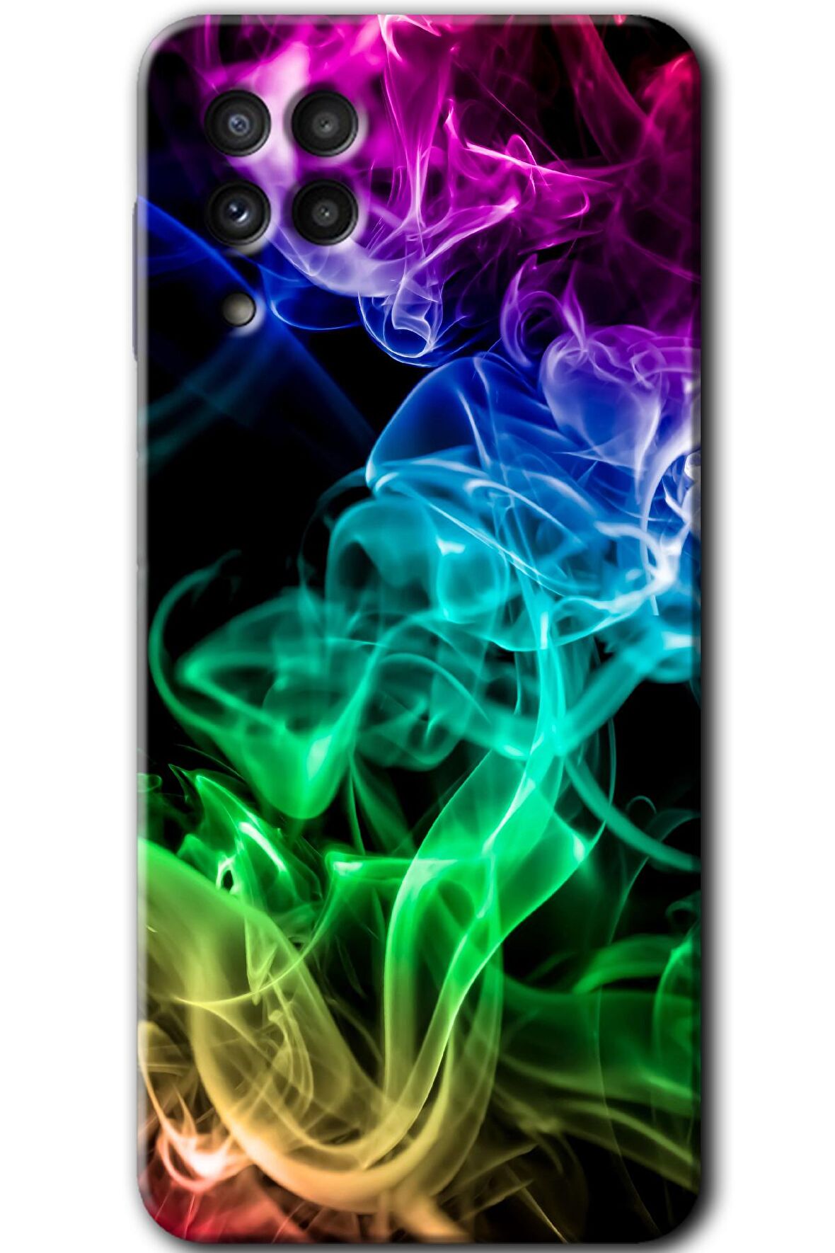 Galaxy A22 Kılıf HD Desen Baskılı Arka Kapak - Smoke Colorful 