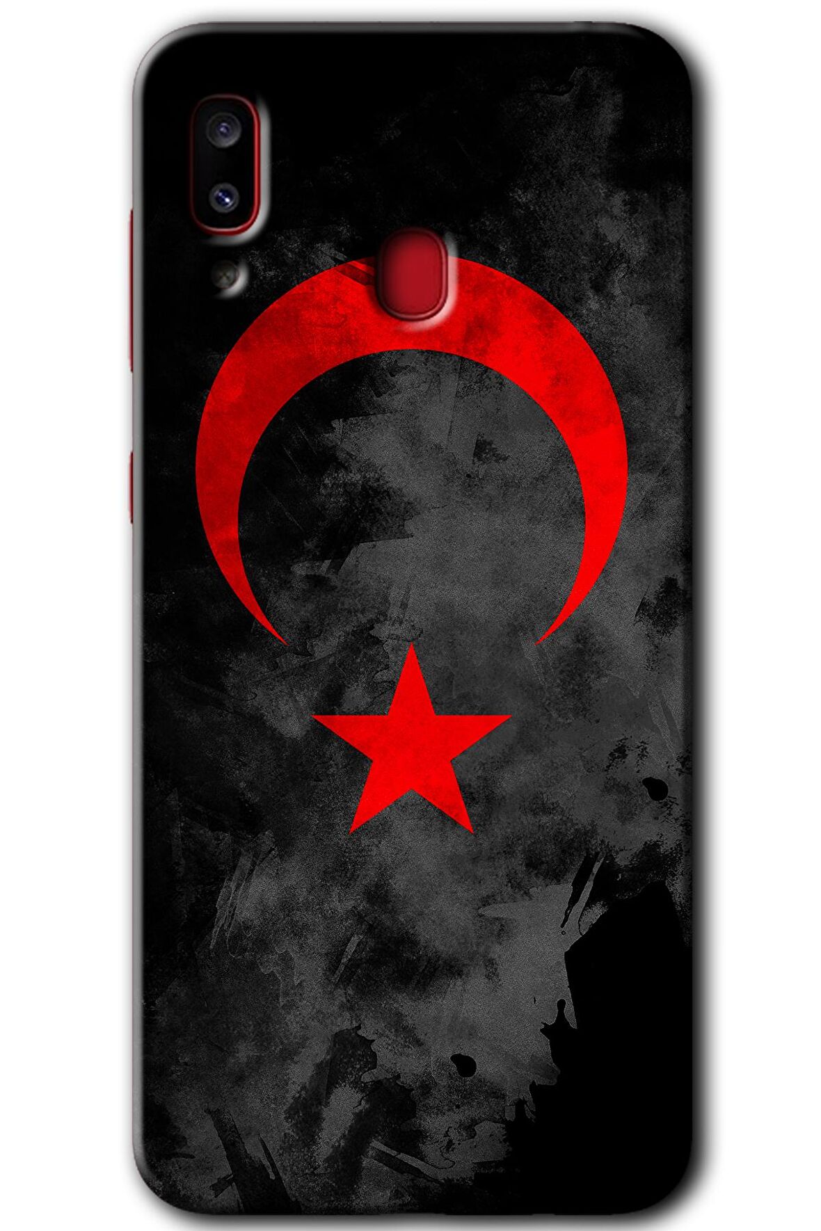 Galaxy A30 Kılıf HD Desen Baskılı Arka Kapak - Black Ayyıldız 