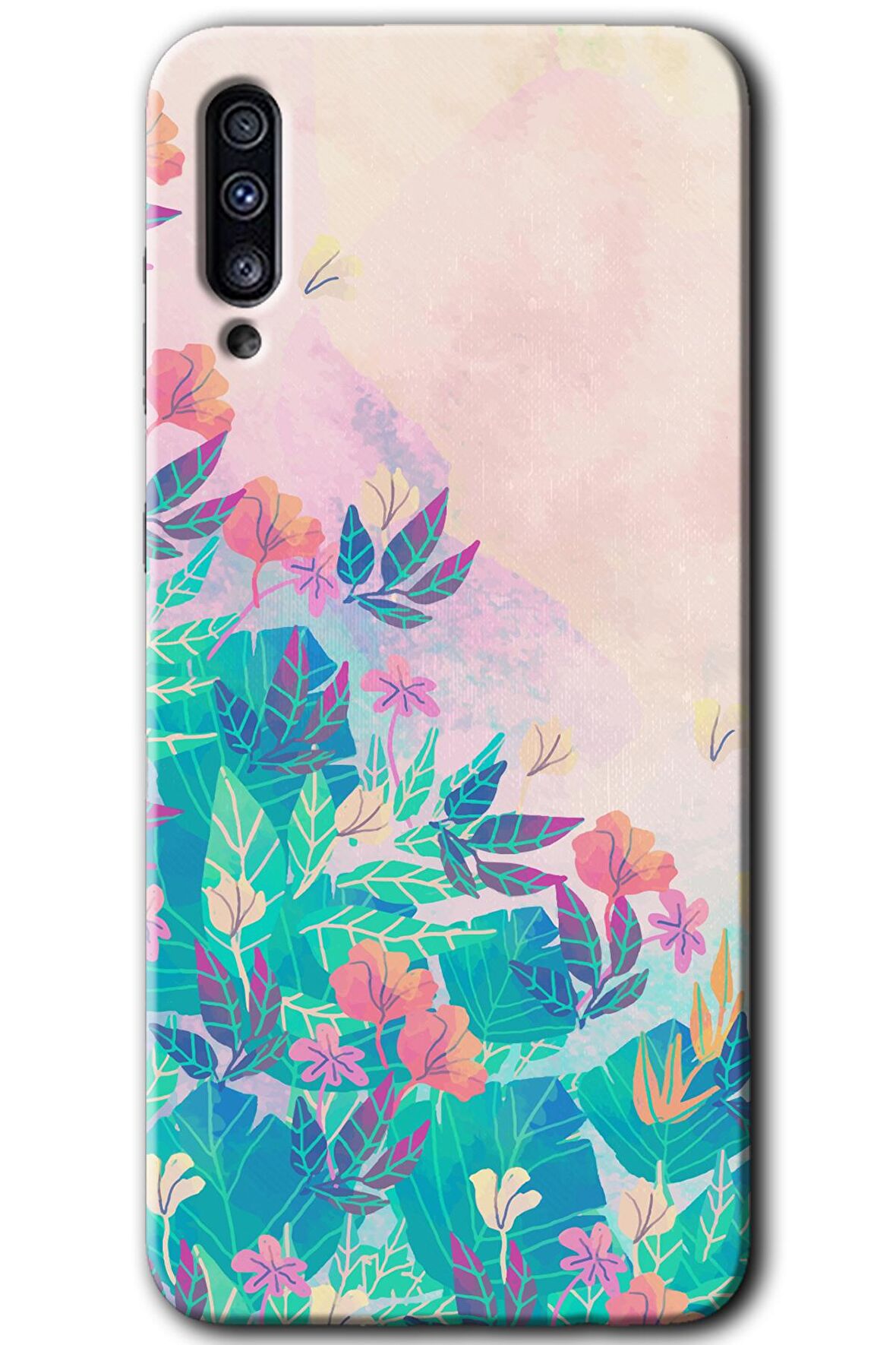 Galaxy A30s Kılıf HD Desen Baskılı Arka Kapak - Çizim Yapraklar 