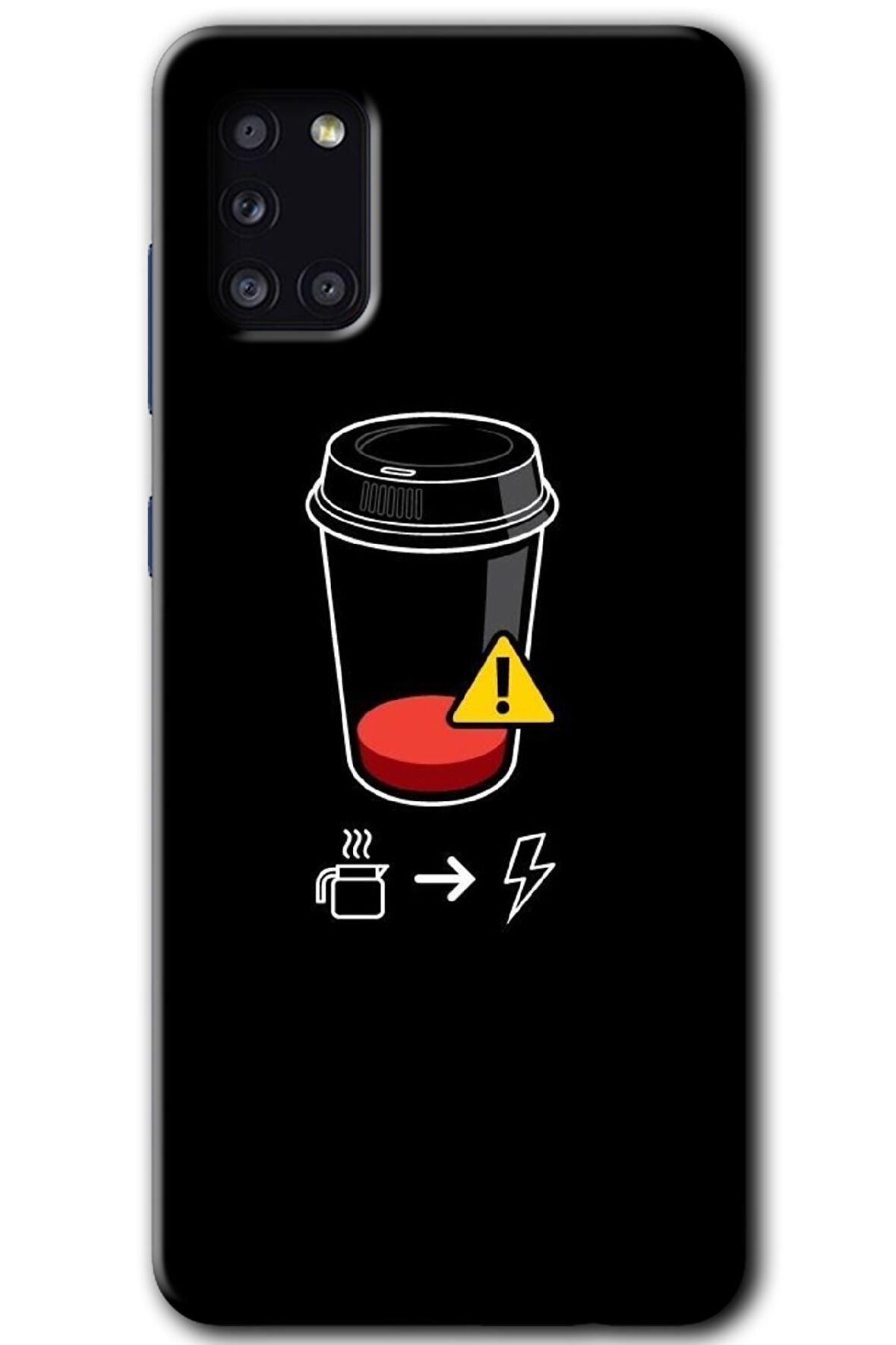 Galaxy A31 Kılıf HD Desen Baskılı Arka Kapak - Coffee Battery 