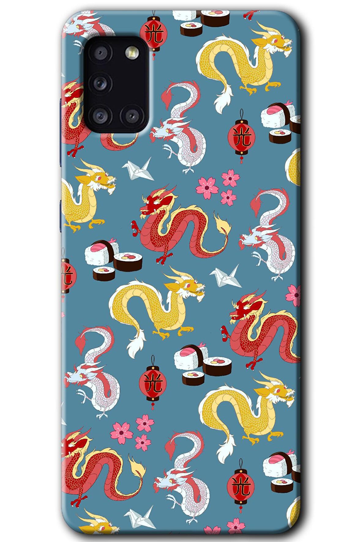 Galaxy A31 Kılıf HD Desen Baskılı Arka Kapak - Funky Dragon 