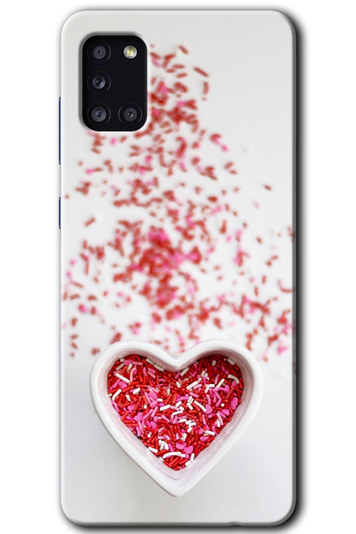 Galaxy A31 Kılıf HD Desen Baskılı Arka Kapak - Kalpli Şekerleme 