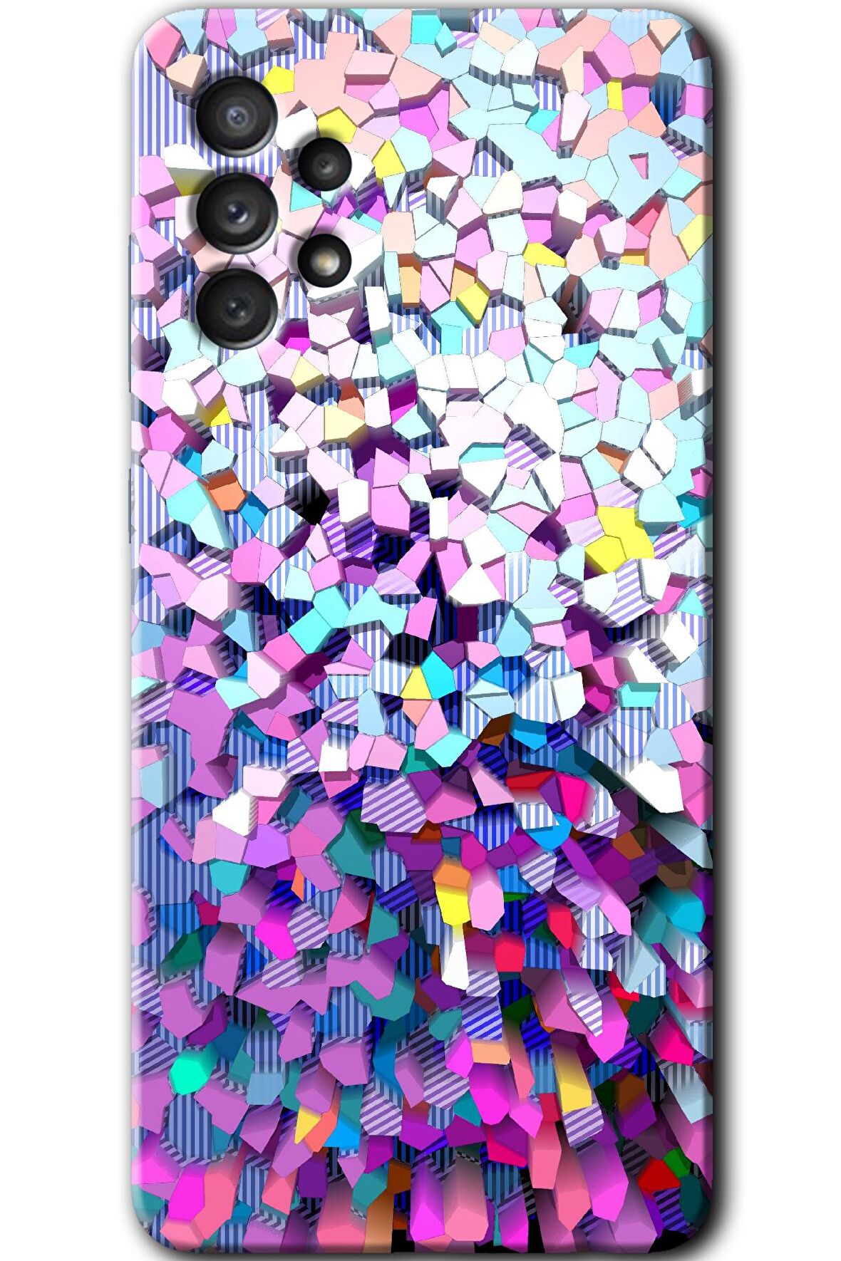 Galaxy A32 4G Kılıf HD Desen Baskılı Arka Kapak - Mosaic Fragments Colorfull 