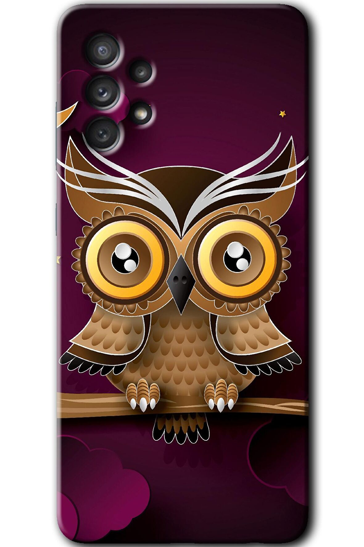Galaxy A32 4G Kılıf HD Desen Baskılı Arka Kapak - Owl Bird Branch 