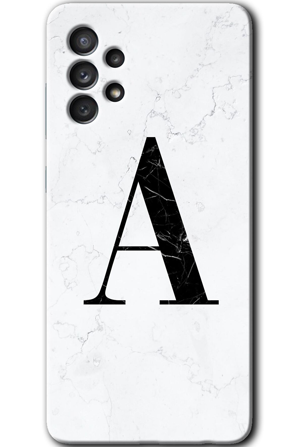 Galaxy A33 Kılıf HD Desen Baskılı Arka Kapak - Beyaz Mermer Desenli A Harfi 