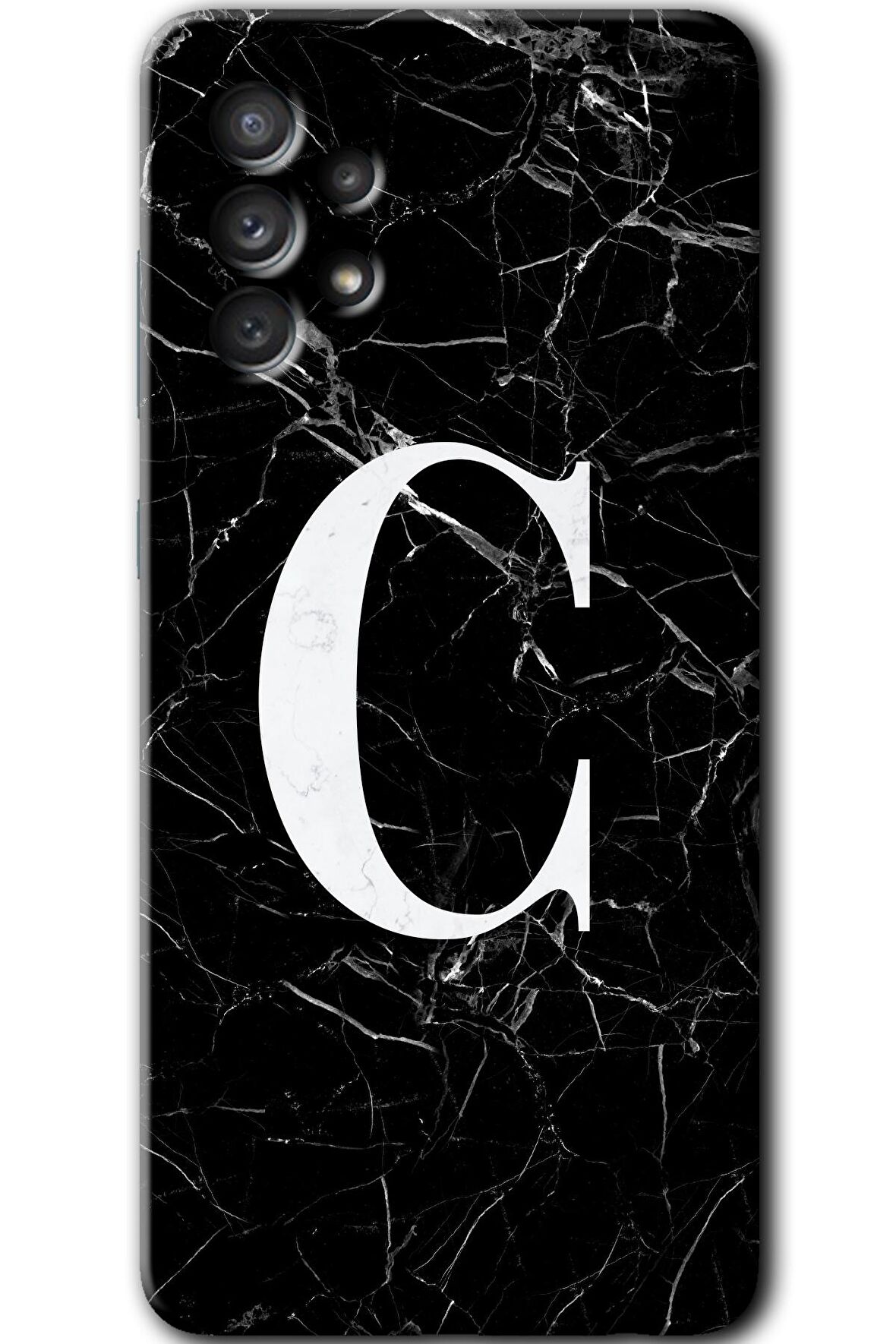 Galaxy A33 Kılıf HD Desen Baskılı Arka Kapak - Siyah Mermer Desenli C Harfi 