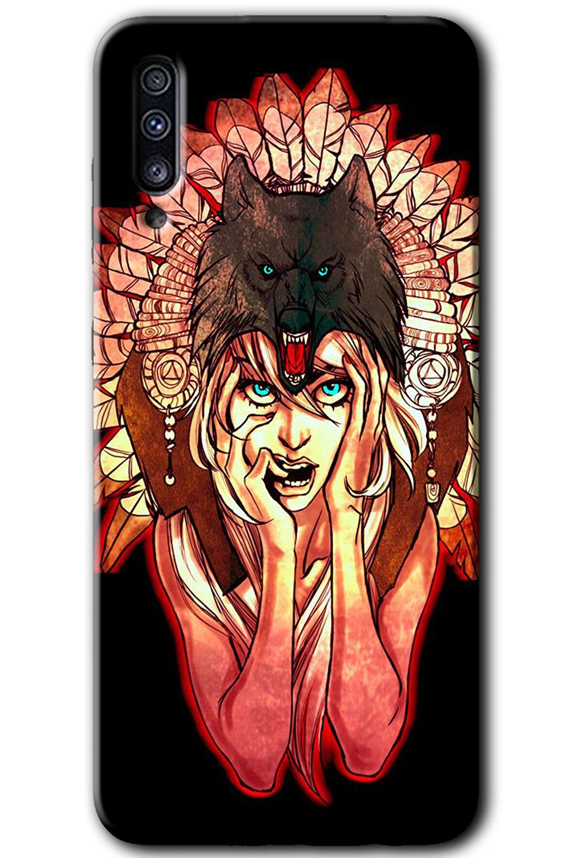 Galaxy A50 Kılıf HD Desen Baskılı Arka Kapak - Kurt Kız 