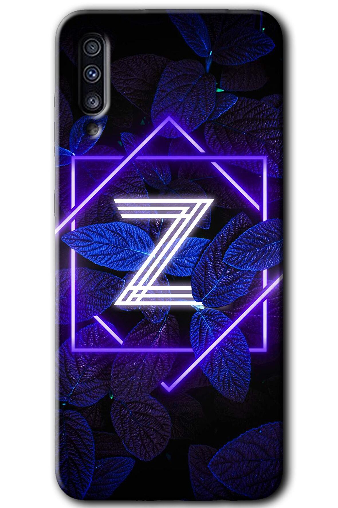 Galaxy A50 Kılıf HD Desen Baskılı Arka Kapak - Dark Neon Yaprak Z Harfi 