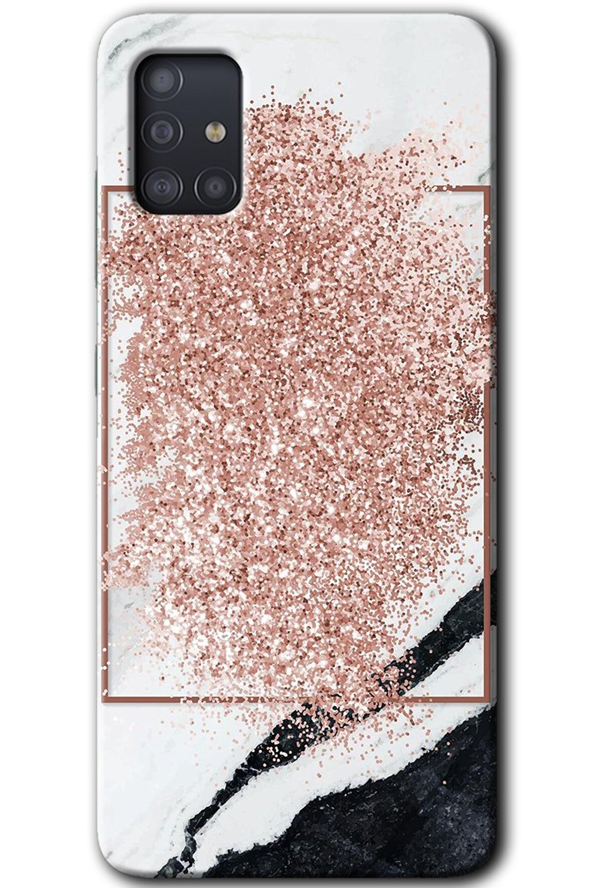 Galaxy A51 Kılıf HD Desen Baskılı Arka Kapak - Simli Mermer 