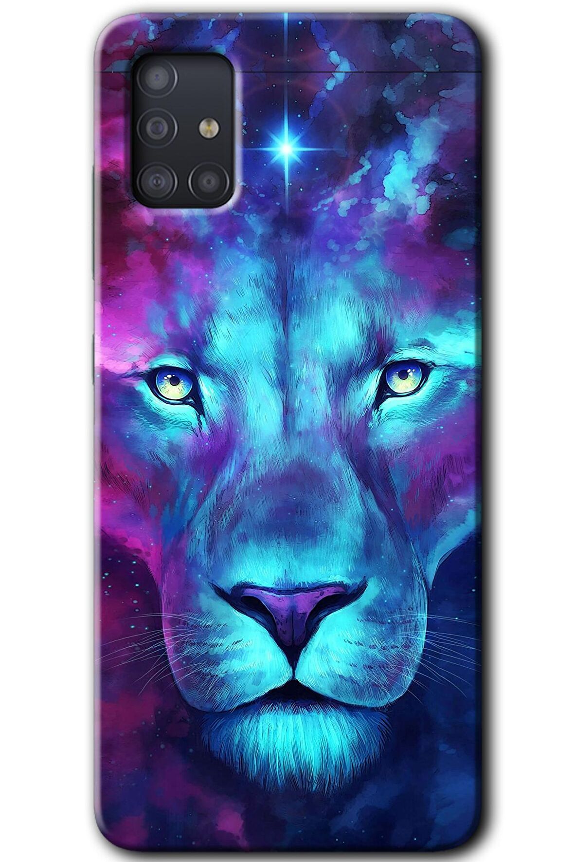 Galaxy A51 Kılıf HD Desen Baskılı Arka Kapak - Neon Lion 