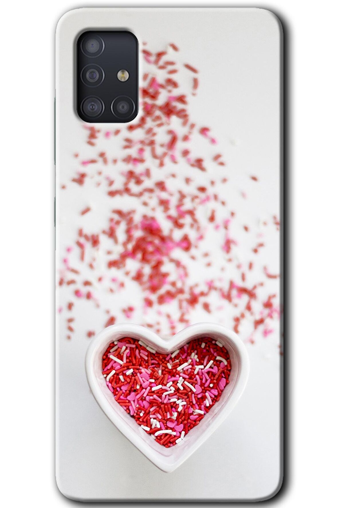 Galaxy A51 Kılıf HD Desen Baskılı Arka Kapak - Kalpli Şekerleme 