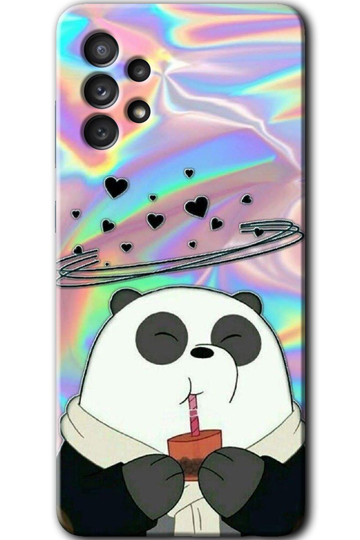 Galaxy A52 Kılıf HD Desen Baskılı Arka Kapak - Milkshake Panda 