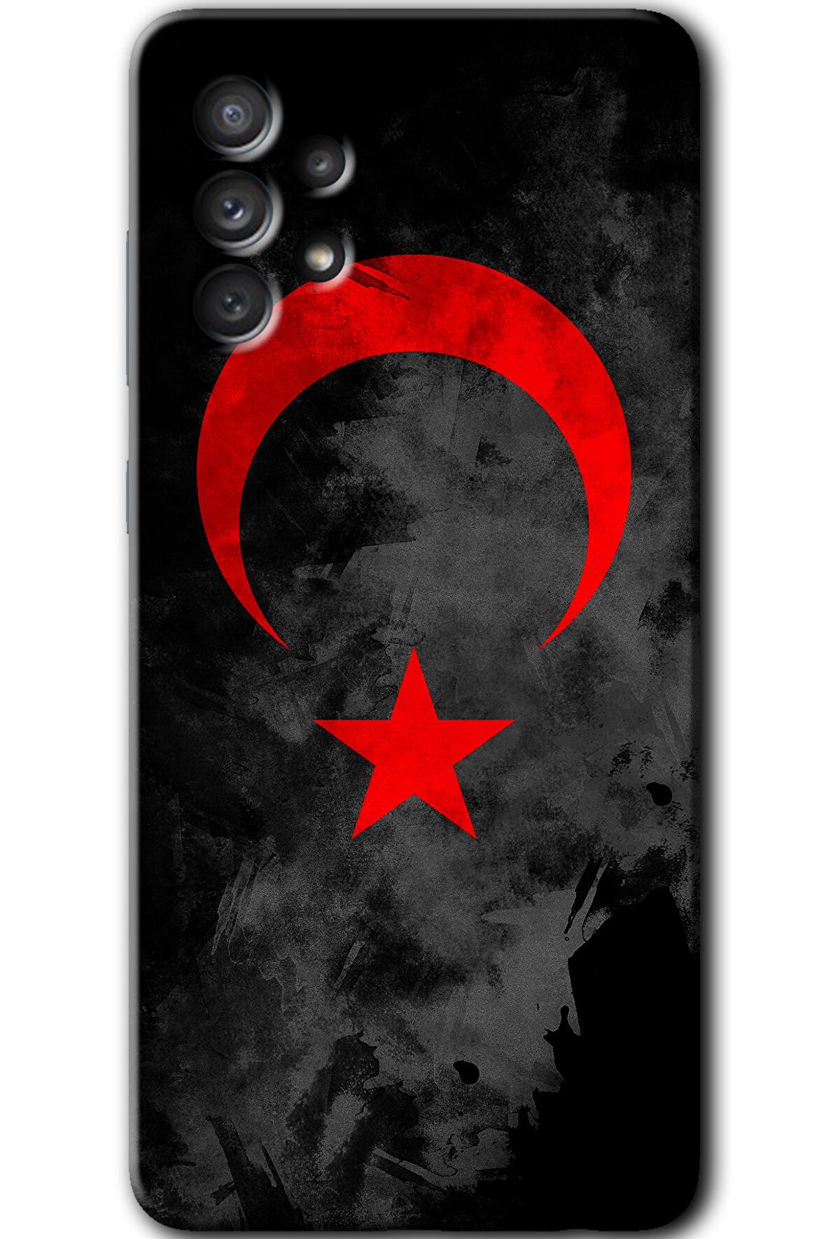 Galaxy A52s Kılıf HD Desen Baskılı Arka Kapak - Black Ayyıldız 