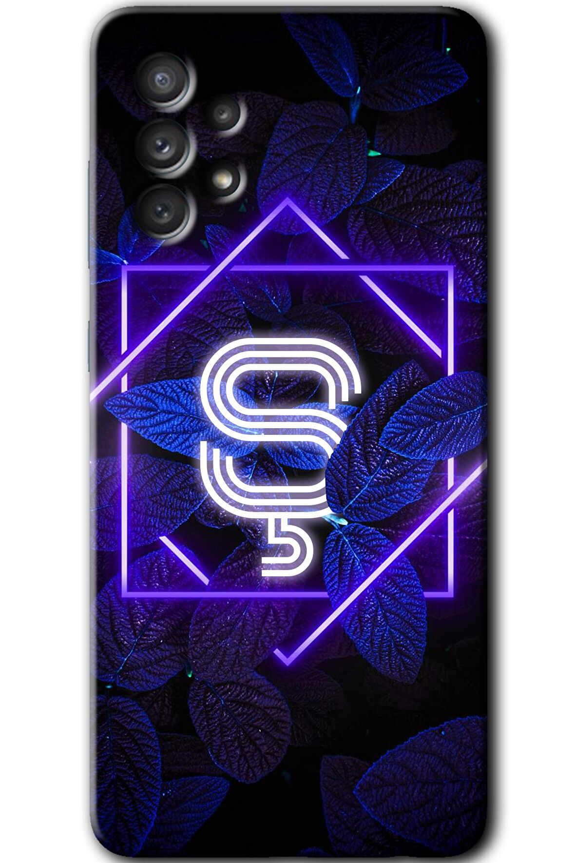Galaxy A52s Kılıf HD Desen Baskılı Arka Kapak - Dark Neon Yaprak Ş Harfi 