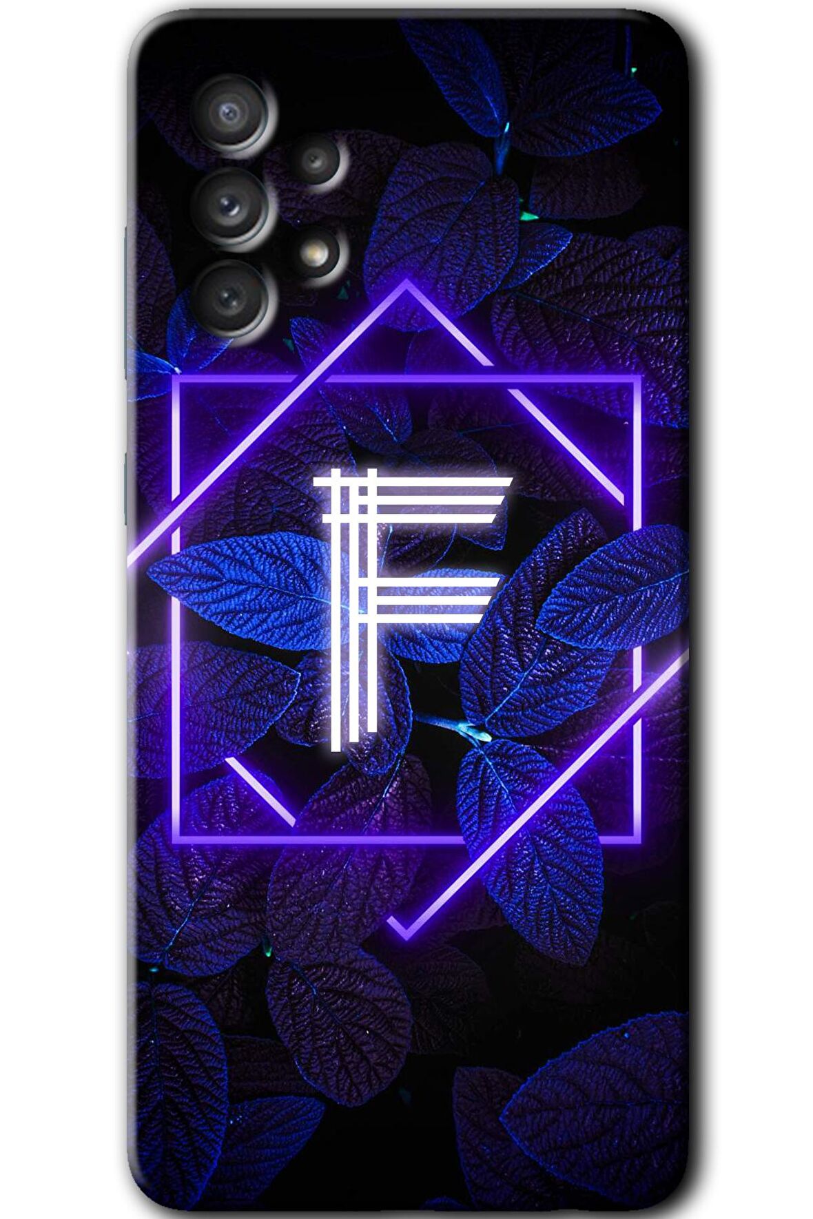 Galaxy A53 Kılıf HD Desen Baskılı Arka Kapak - Dark Neon Yaprak F Harfi 
