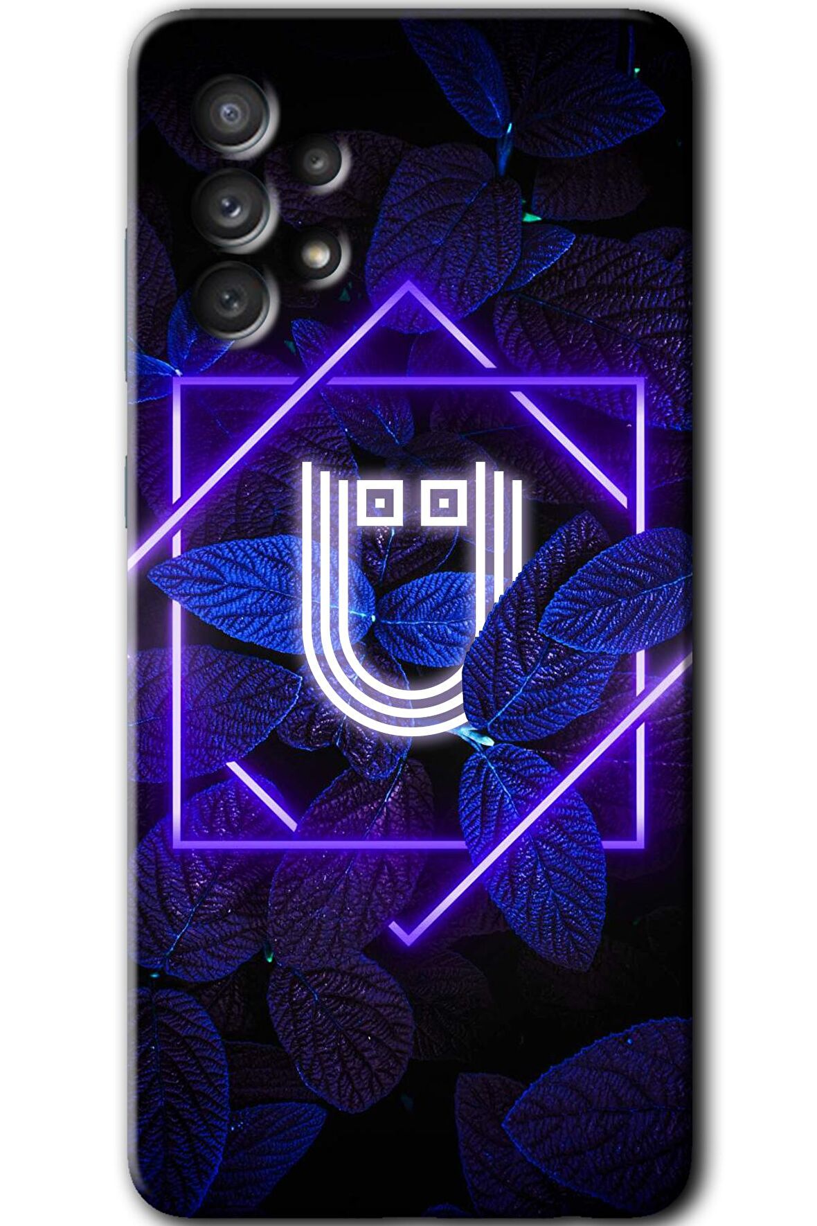 Galaxy A53 Kılıf HD Desen Baskılı Arka Kapak - Dark Neon Yaprak Ü Harfi 