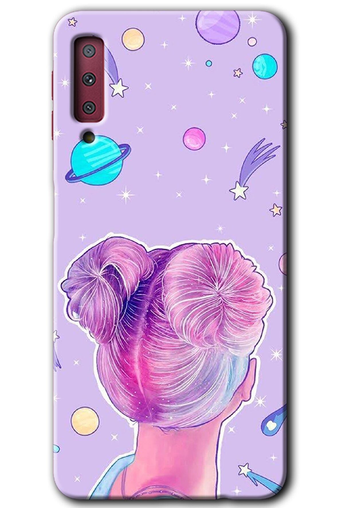 Galaxy A7 2018 Kılıf HD Desen Baskılı Arka Kapak - Uzaylı Kız 