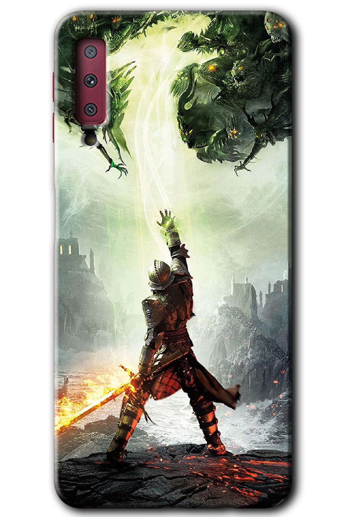 Galaxy A7 2018 Kılıf HD Desen Baskılı Arka Kapak - Dragon Hunter 