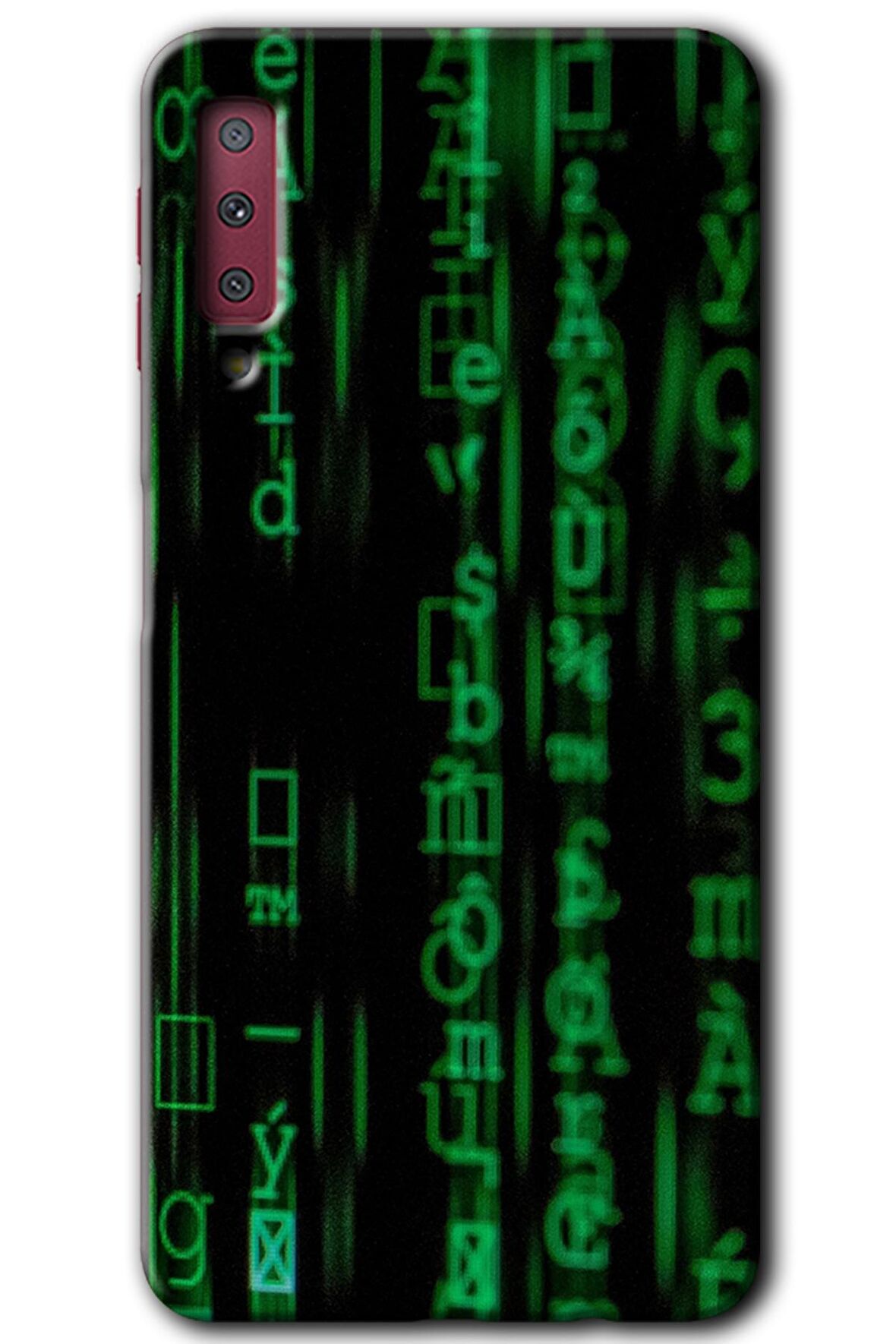 Galaxy A7 2018 Kılıf HD Desen Baskılı Arka Kapak - Matrix 