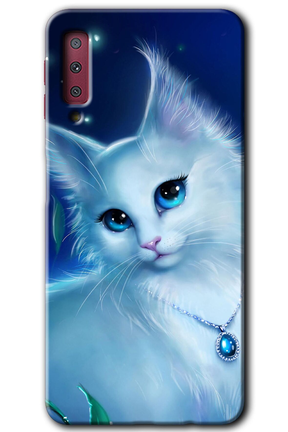 Galaxy A7 2018 Kılıf HD Desen Baskılı Arka Kapak - Cat Glance 