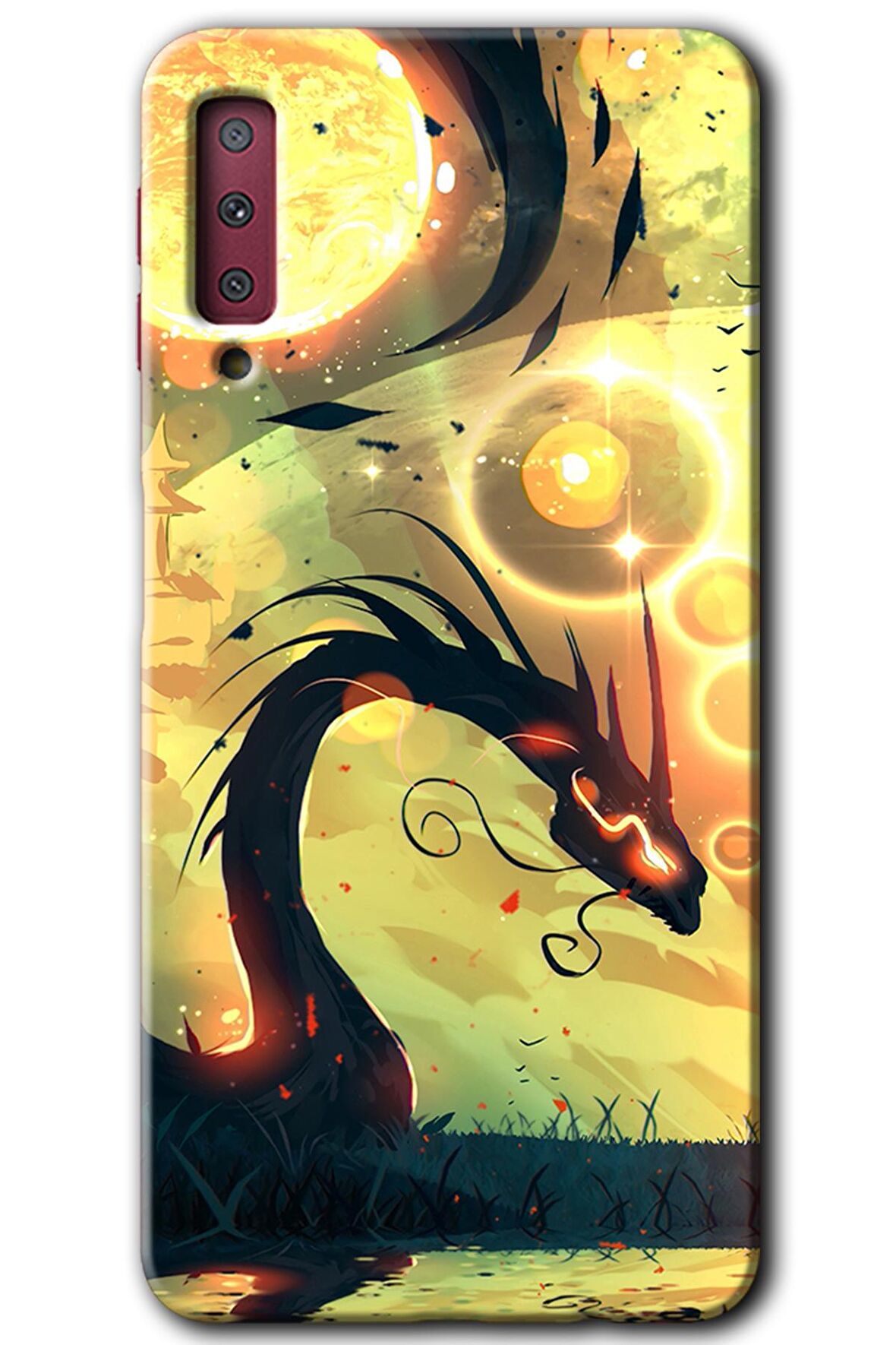 Galaxy A7 2018 Kılıf HD Desen Baskılı Arka Kapak - Digital Dragon 