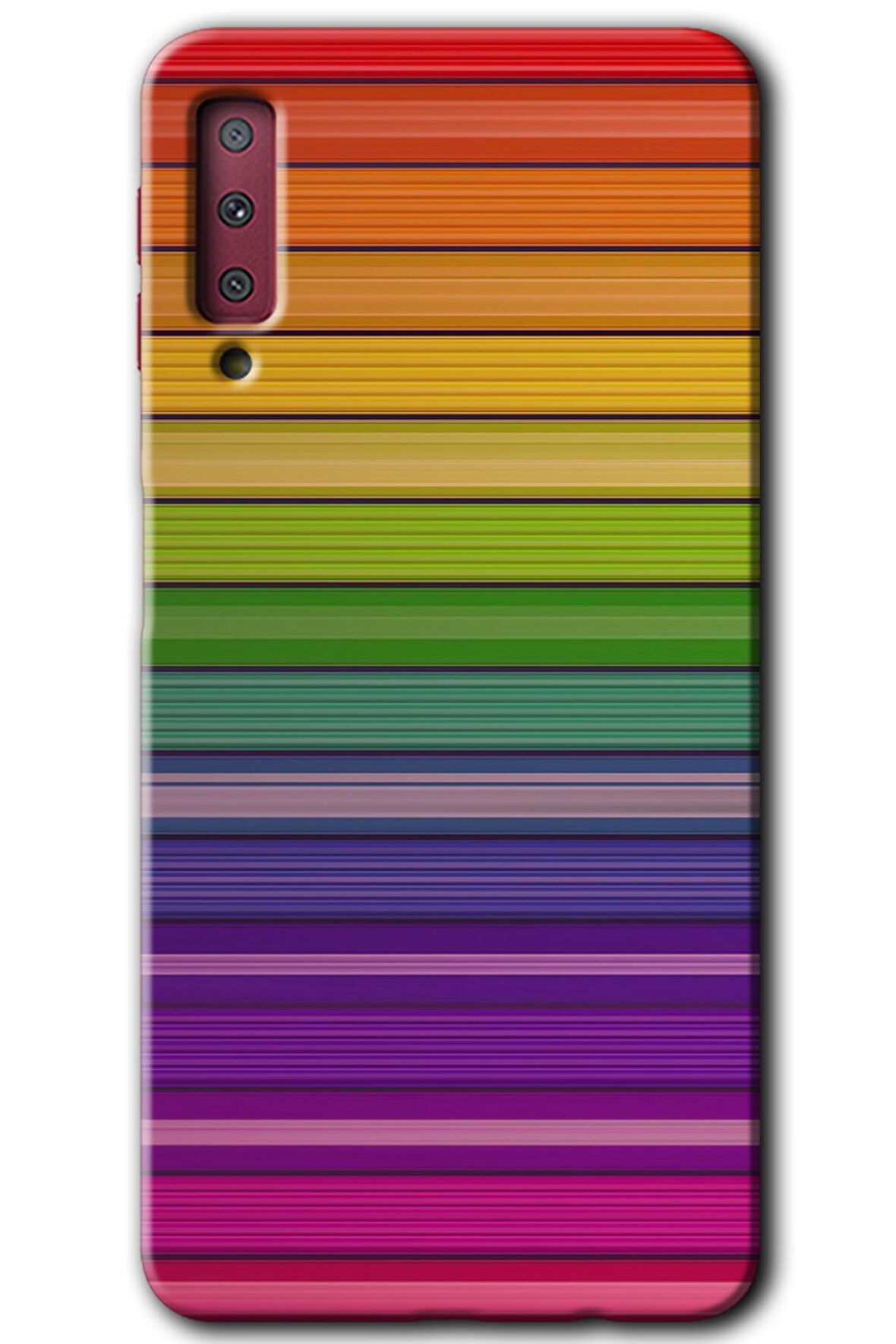 Galaxy A7 2018 Kılıf HD Desen Baskılı Arka Kapak - Colorful Lines 