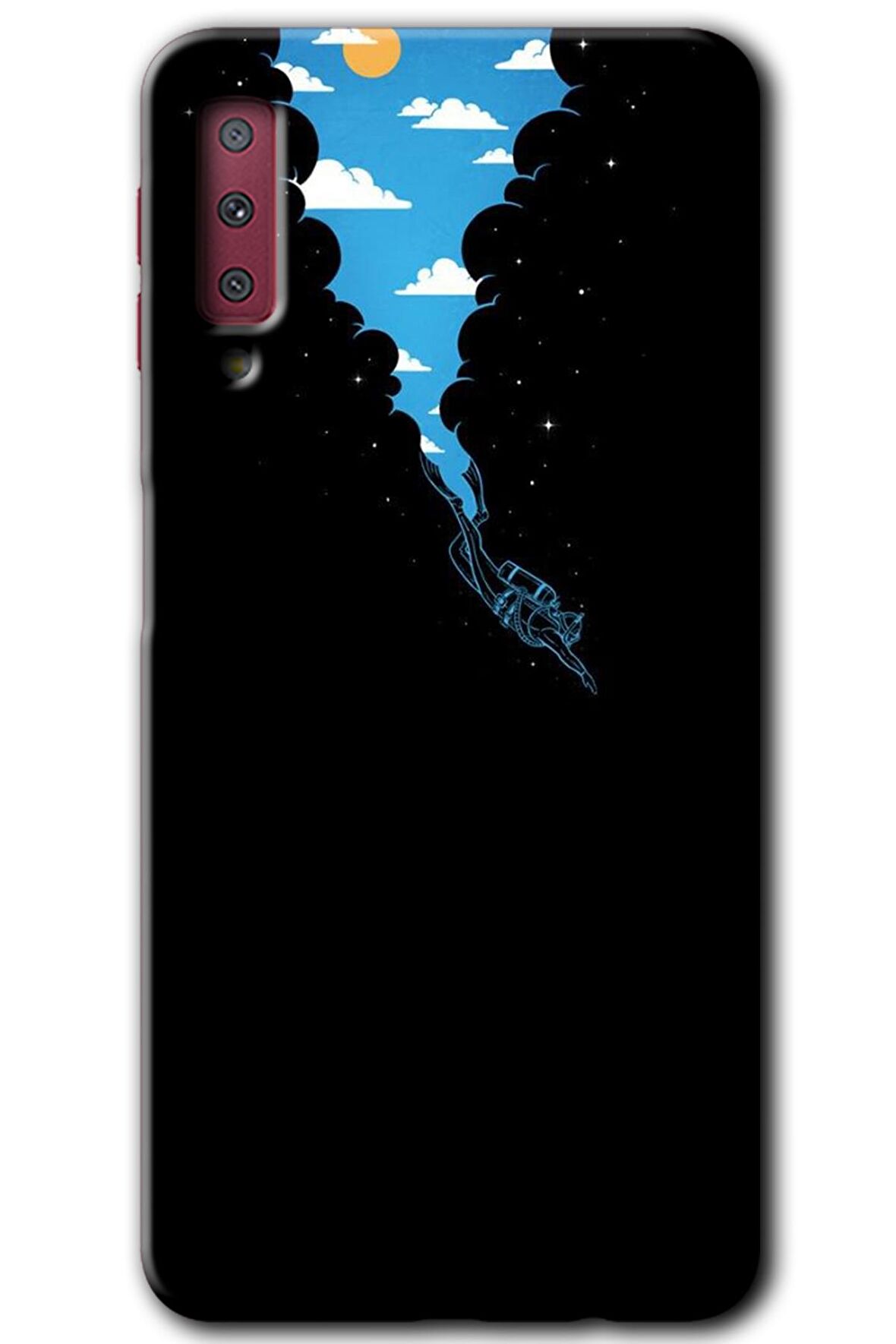 Galaxy A7 2018 Kılıf HD Desen Baskılı Arka Kapak - Derinlere Yolculuk 