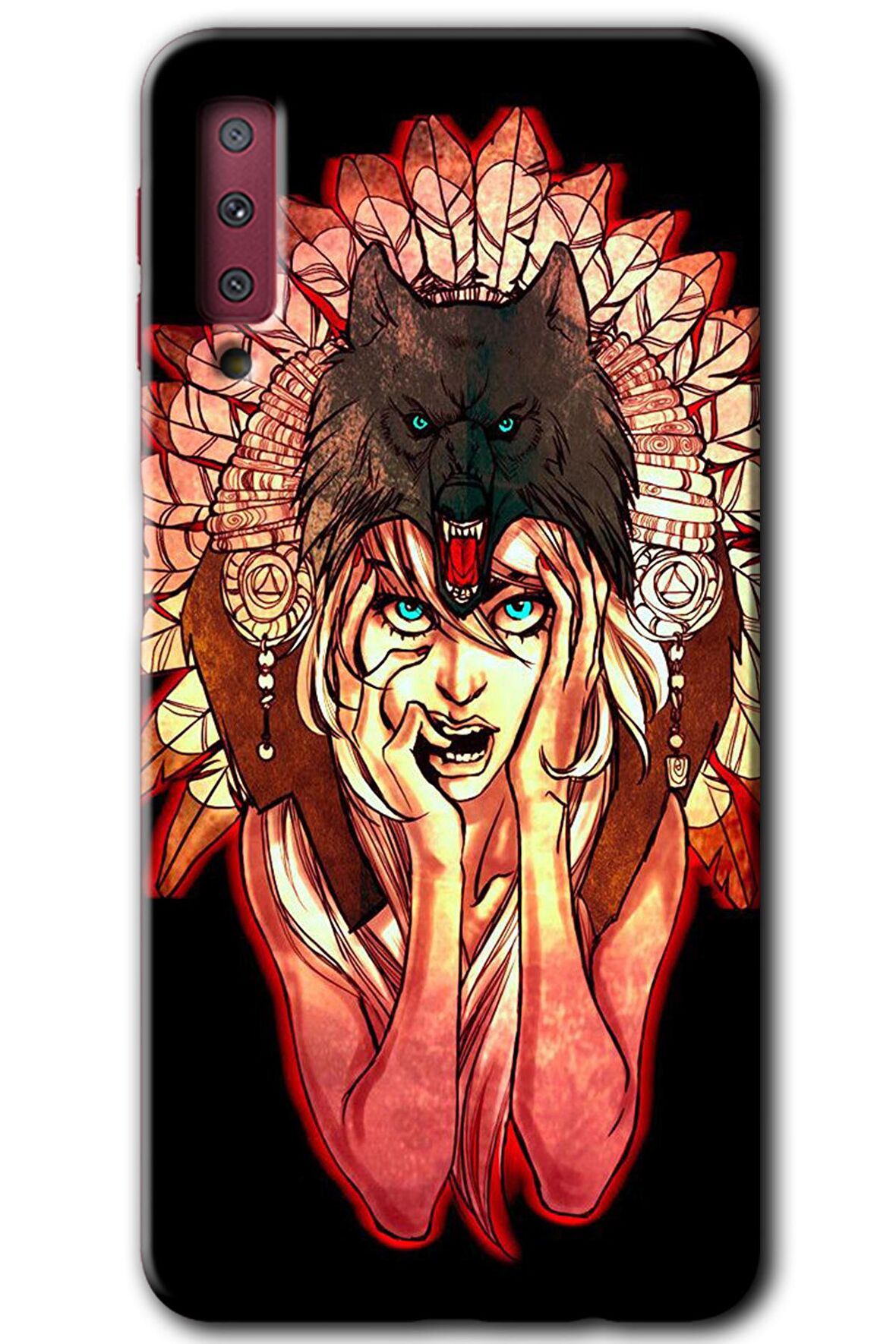 Galaxy A7 2018 Kılıf HD Desen Baskılı Arka Kapak - Kurt Kız 