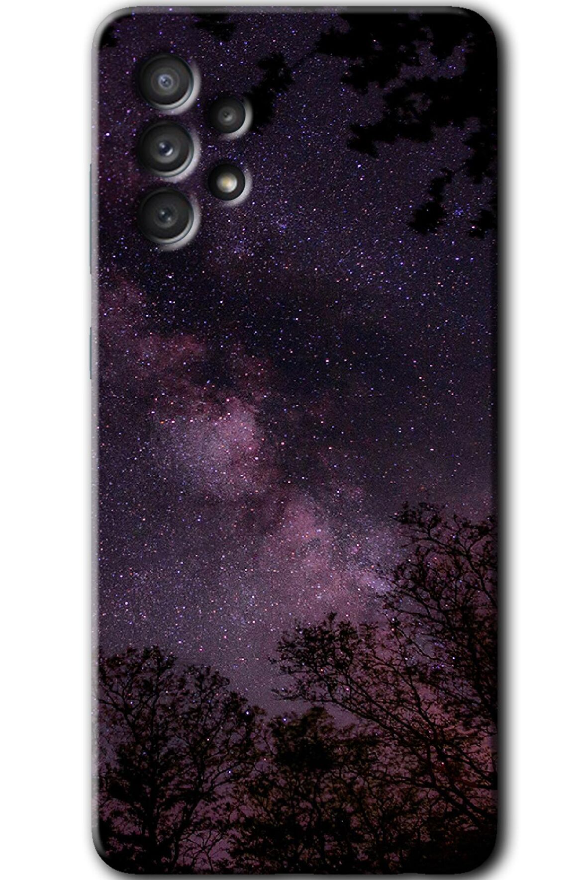 Galaxy A72 Kılıf HD Desen Baskılı Arka Kapak - Gece Galaksi 