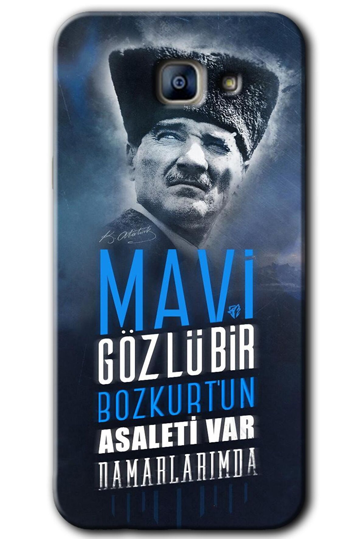 Galaxy A8 2016 Kılıf HD Desen Baskılı Arka Kapak - Bozkurt Atatürk 
