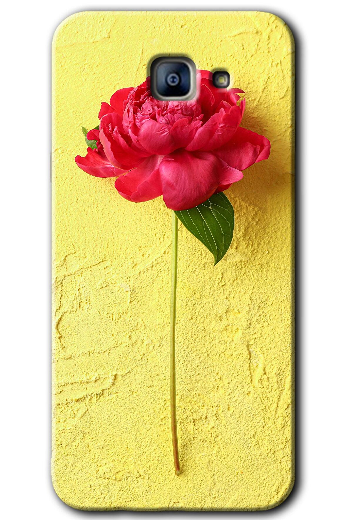 Galaxy A8 2016 Kılıf HD Desen Baskılı Arka Kapak - Kırmızı Gül 