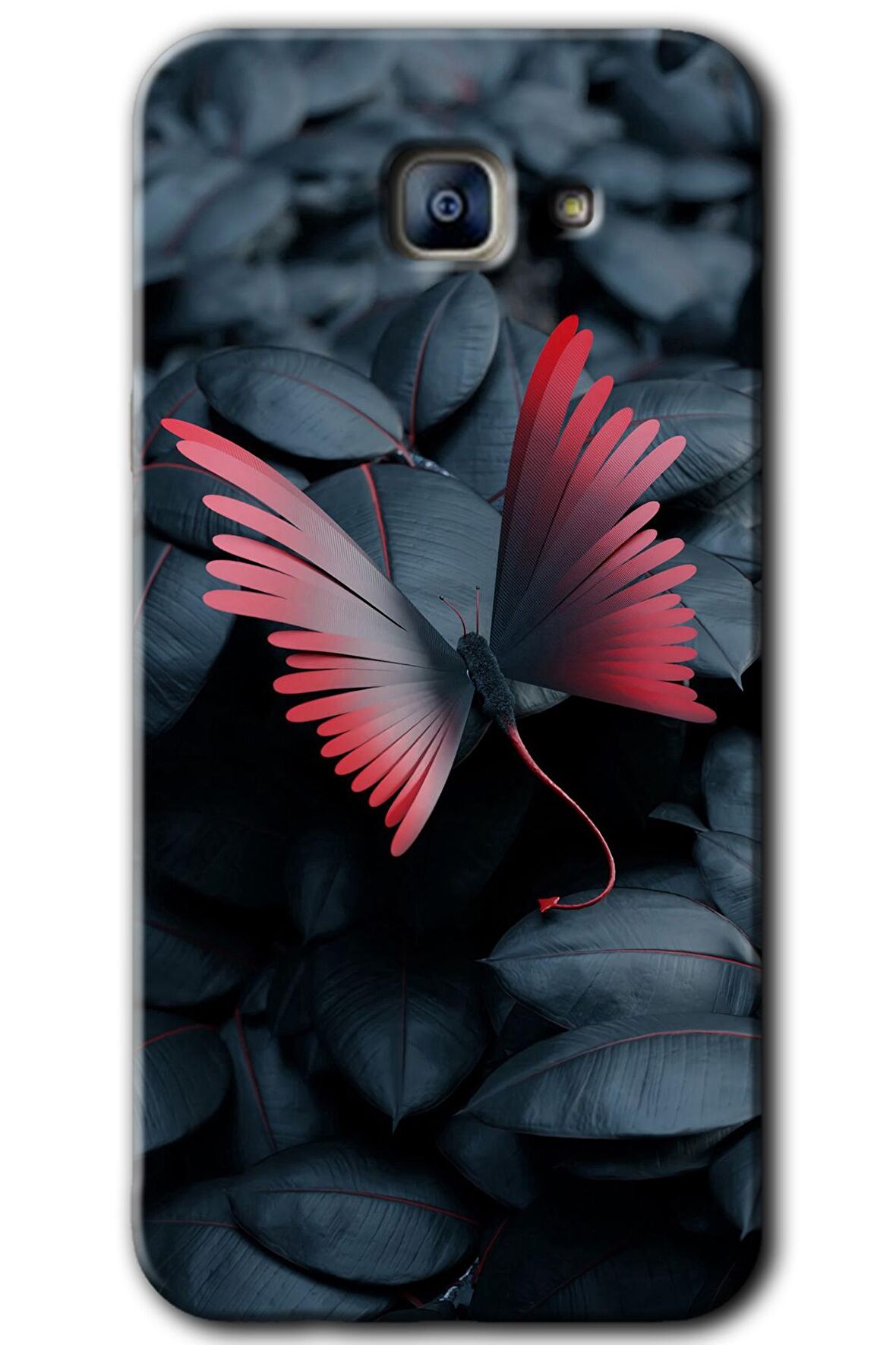 Galaxy A8 2016 Kılıf HD Desen Baskılı Arka Kapak - Dark Butterfly 