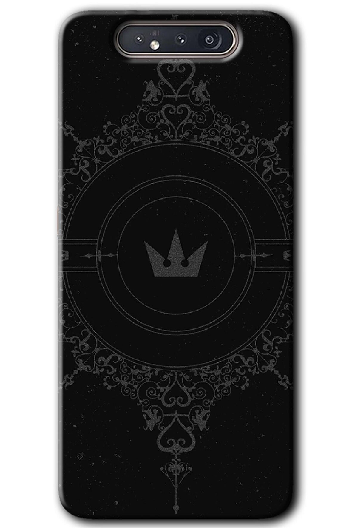 Galaxy A80 Kılıf HD Desen Baskılı Arka Kapak - Siyah Mandala 1 