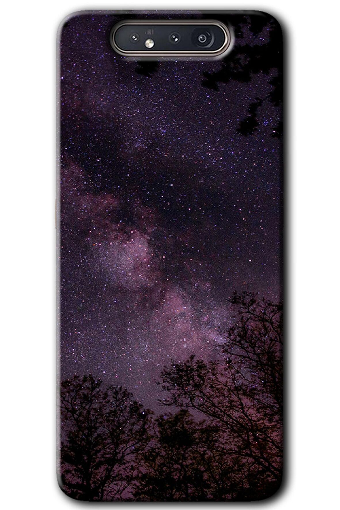 Galaxy A80 Kılıf HD Desen Baskılı Arka Kapak - Gece Galaksi 